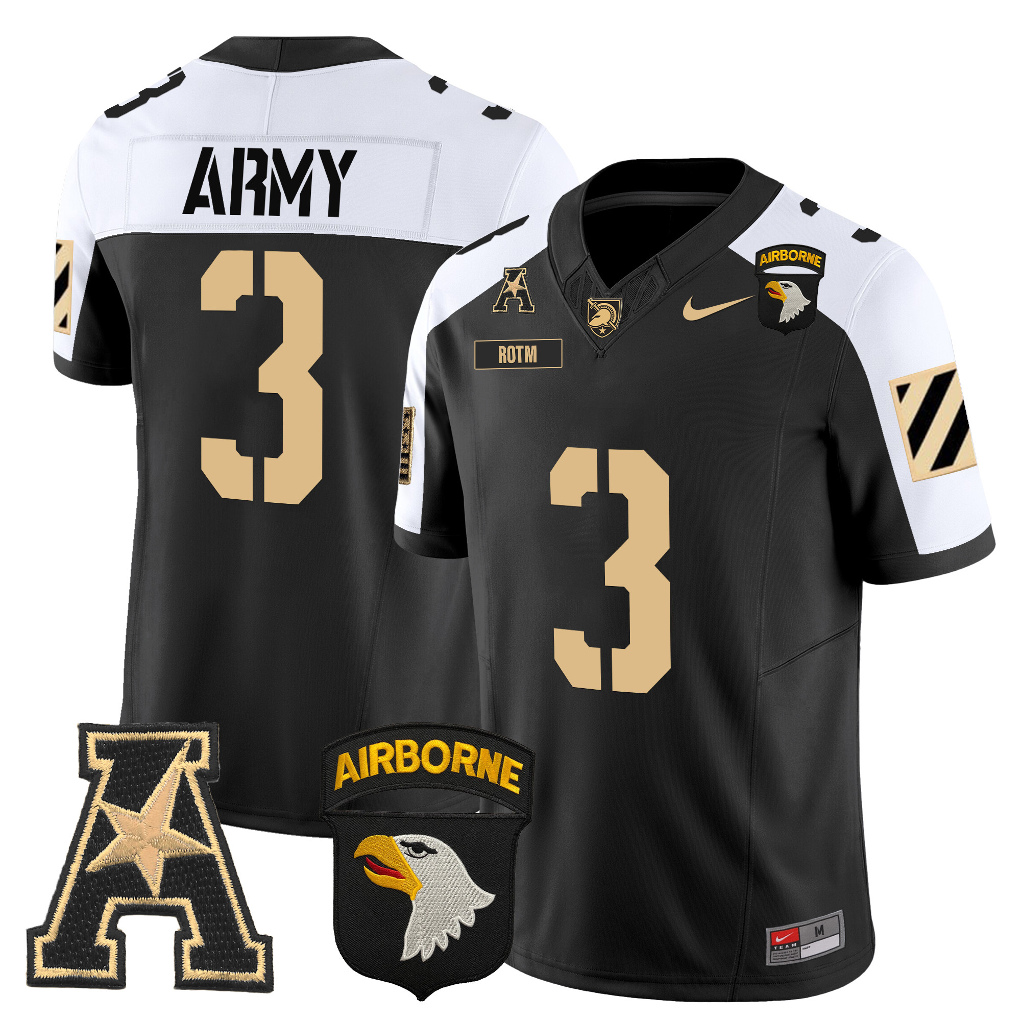 Men's Army Black Knights 101st Airborne Division Patch 2024 Vapor Limited Jersey V3 - All Stitched