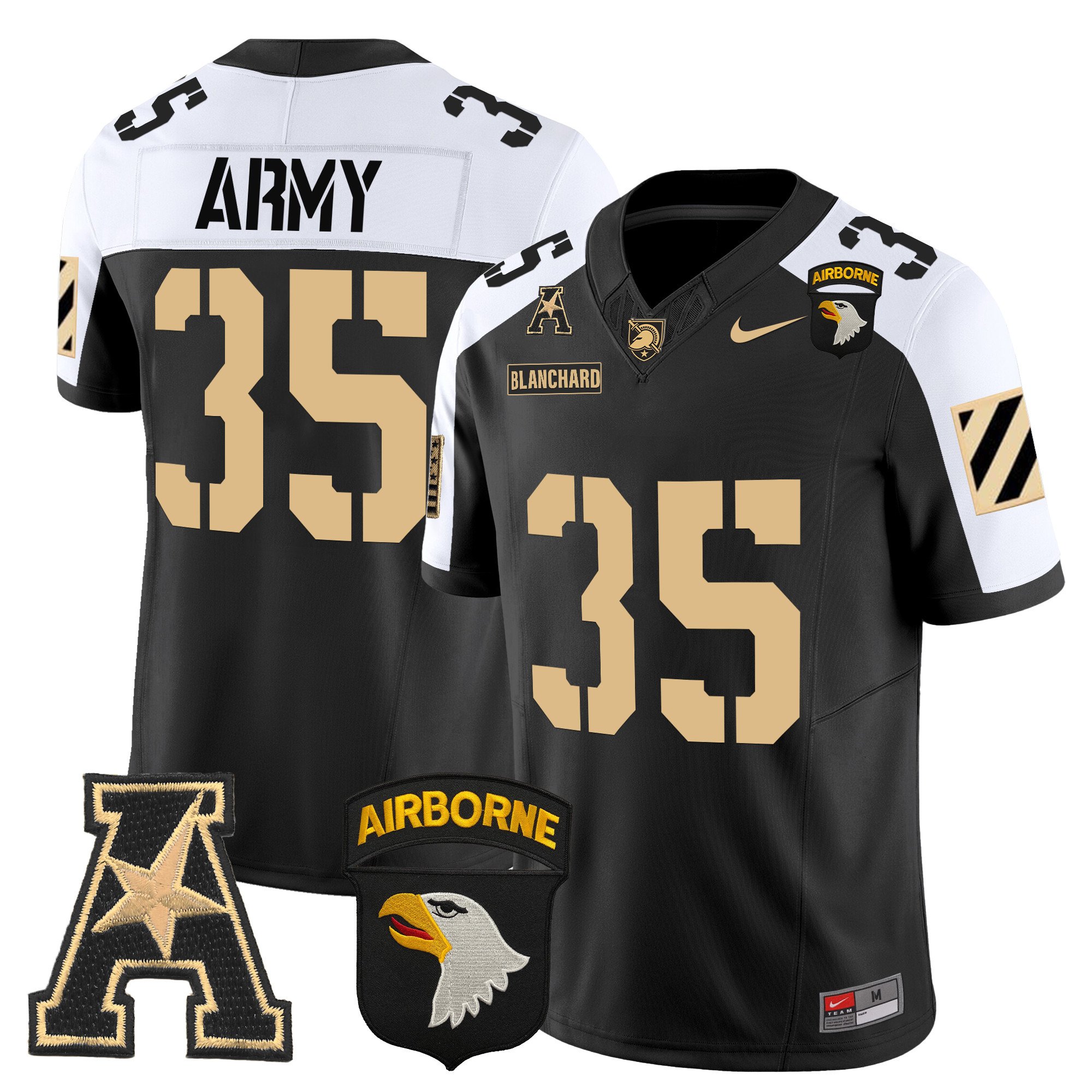 Men's Army Black Knights 101st Airborne Division Patch 2024 Vapor Limited Jersey V3 - All Stitched