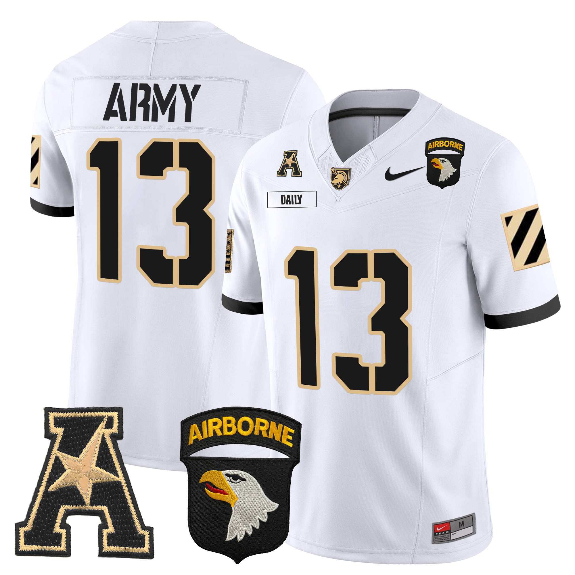 Men's Army Black Knights 101st Airborne Division Patch 2024 Vapor Limited Jersey V3 - All Stitched