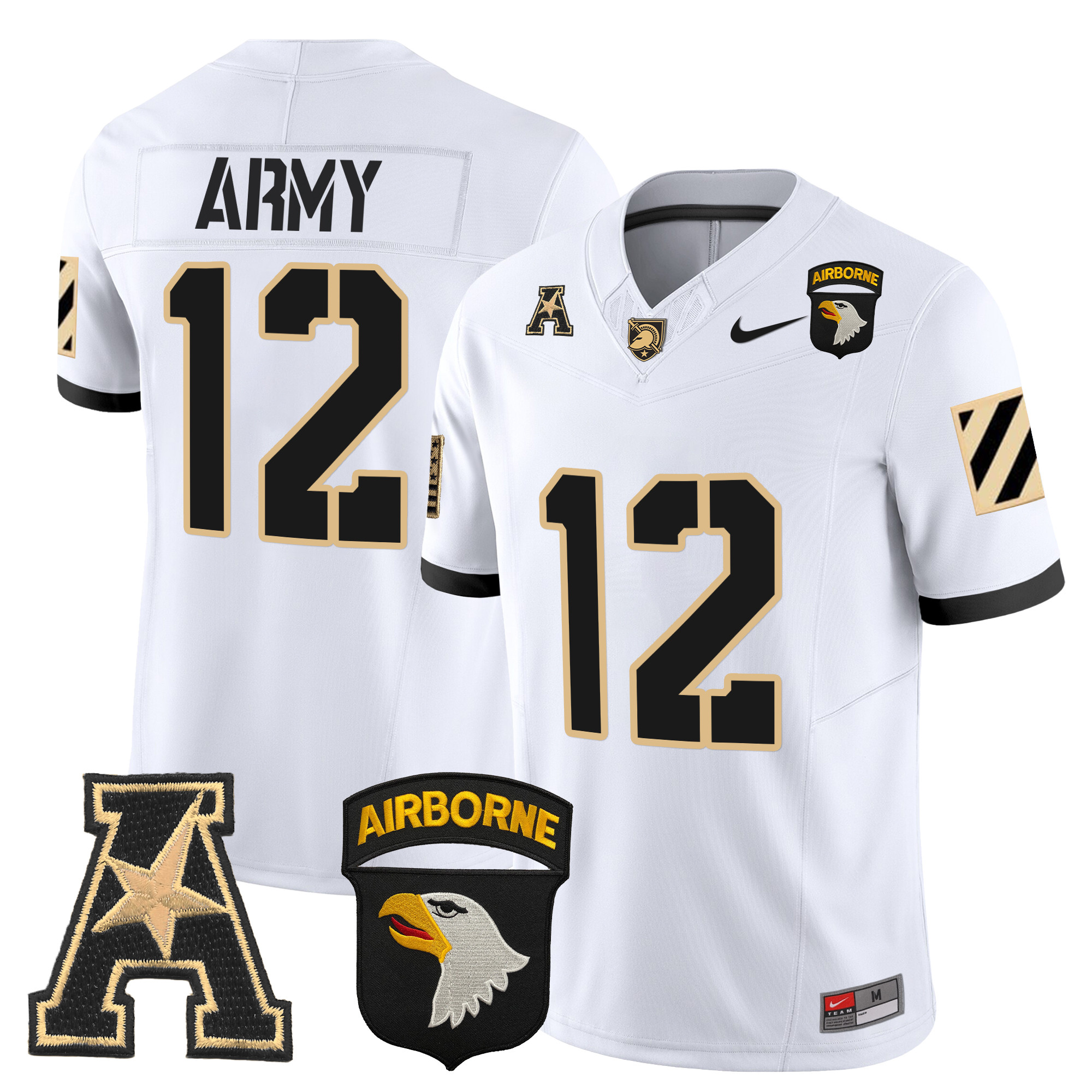 Men's Army Black Knights 101st Airborne Division Patch 2024 Vapor Limited Jersey V3 - All Stitched