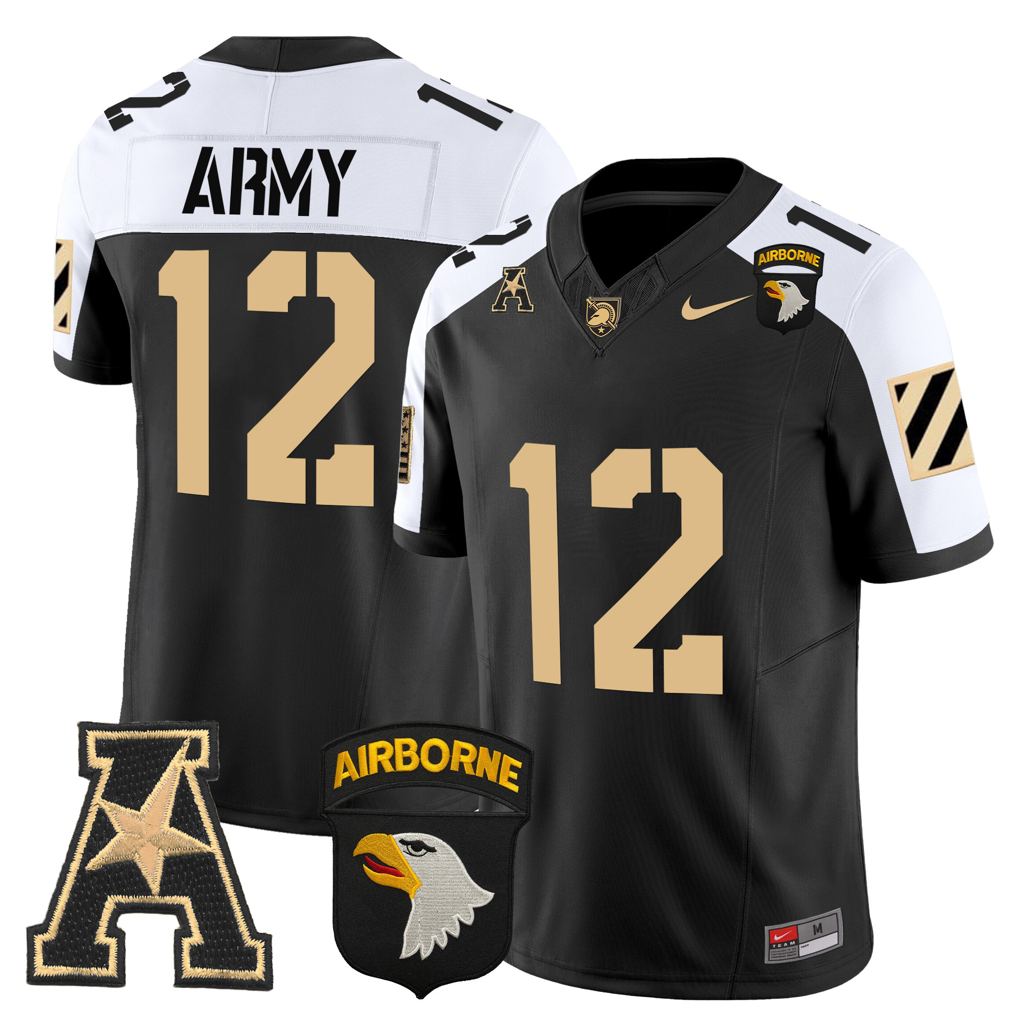 Men's Army Black Knights 101st Airborne Division Patch 2024 Vapor Limited Jersey V3 - All Stitched