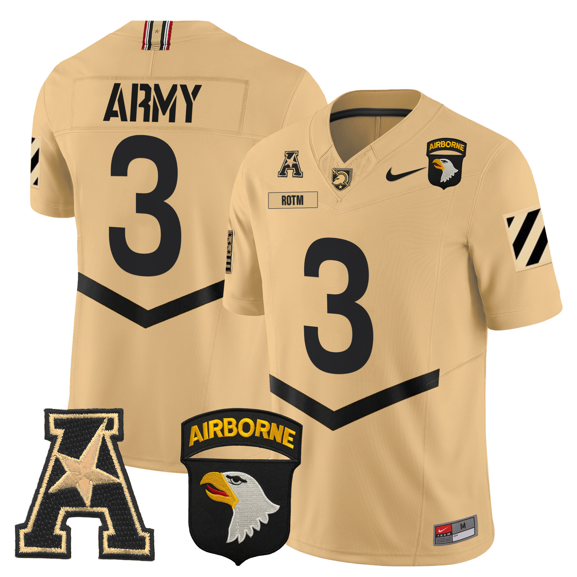 Men's Army Black Knights 101st Airborne Division Patch 2024 Vapor Limited Jersey V3 - All Stitched