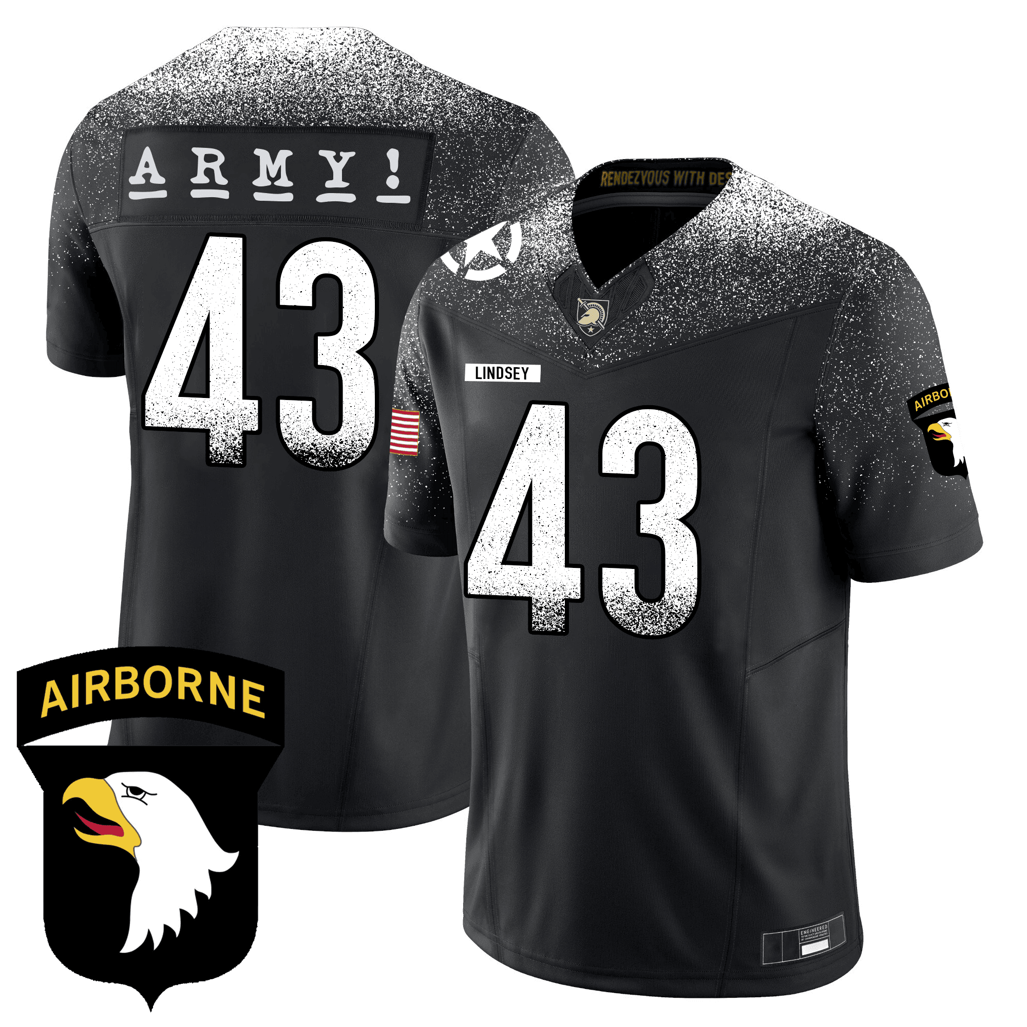 Men's Army Black Knights 101st Airborne Division Patch Vapor Limited Jersey - All Stitched