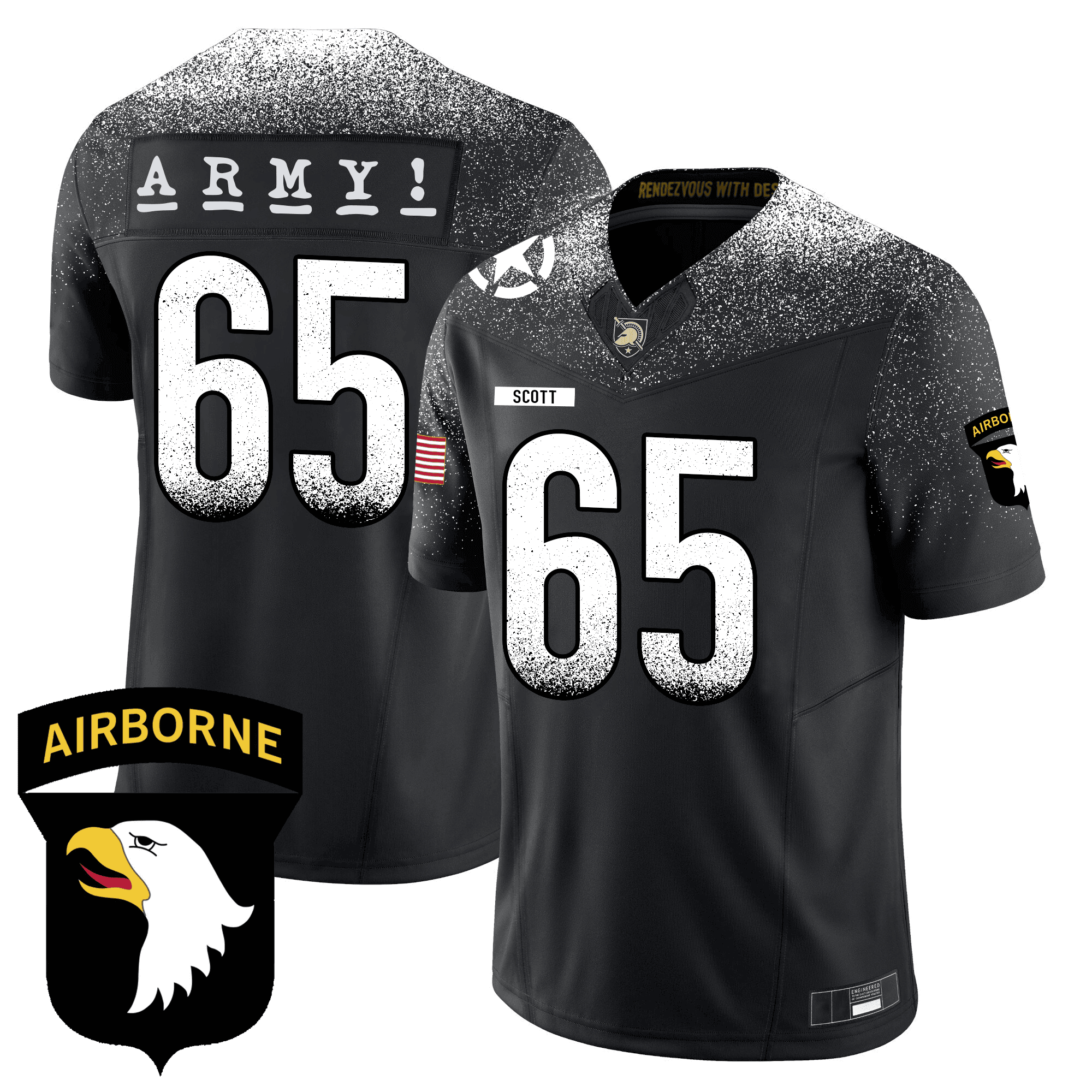 Men's Army Black Knights 101st Airborne Division Patch Vapor Limited Jersey - All Stitched