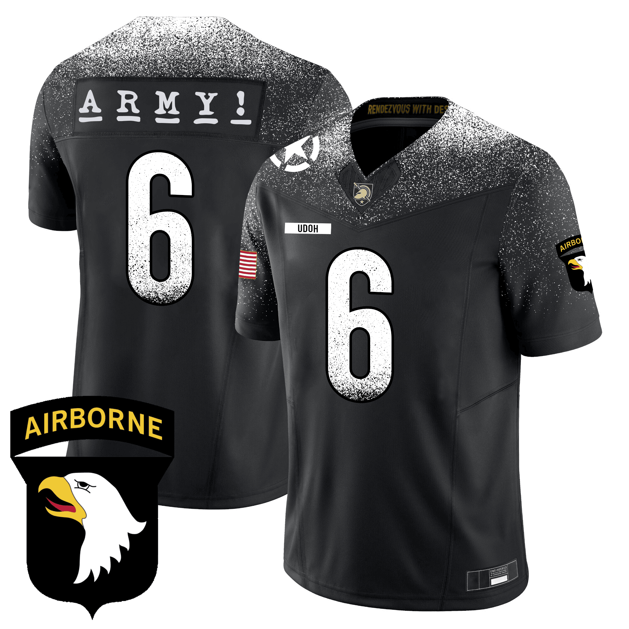 Men's Army Black Knights 101st Airborne Division Patch Vapor Limited Jersey - All Stitched