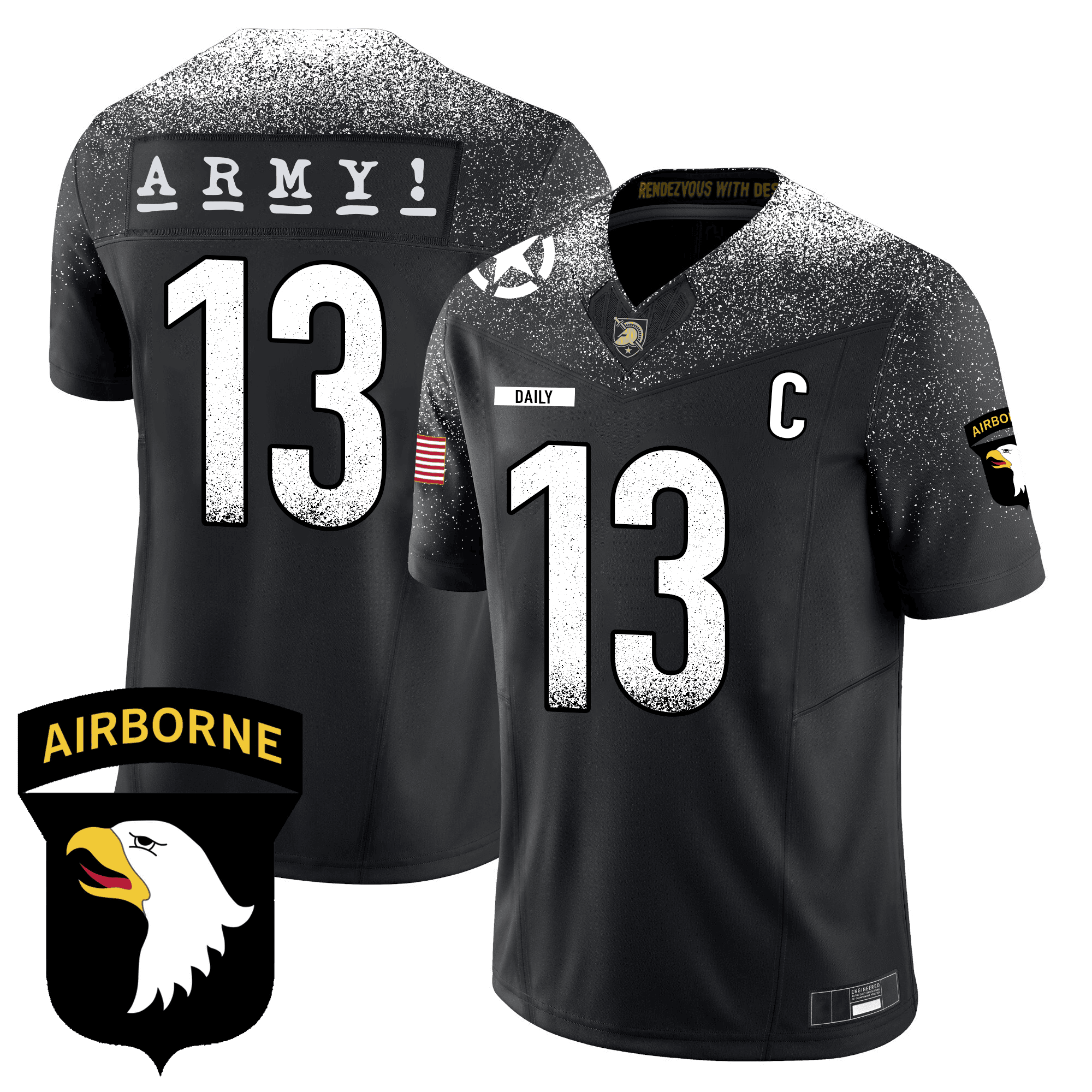 Men's Army Black Knights 101st Airborne Division Patch Vapor Limited Jersey - All Stitched