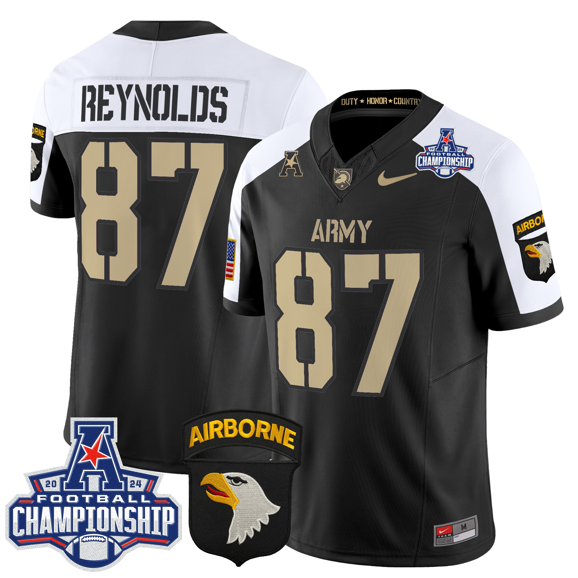 Men's Army Black Knights 2024 AAC Championship Patch Vapor Limited Jersey V3 - All Stitched