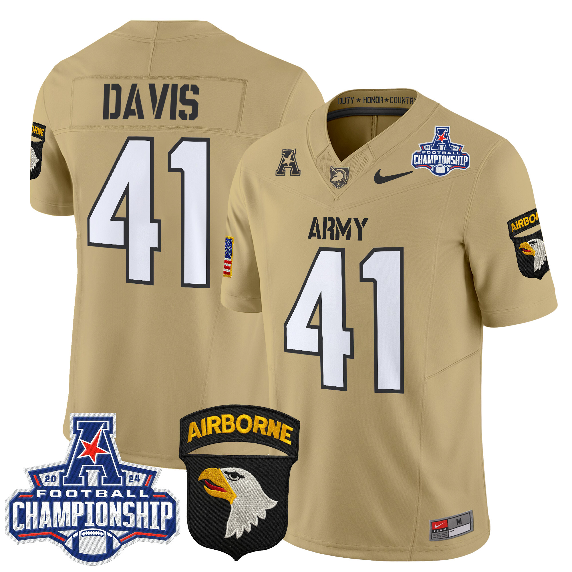Men's Army Black Knights 2024 AAC Championship Patch Vapor Limited Jersey V3 - All Stitched