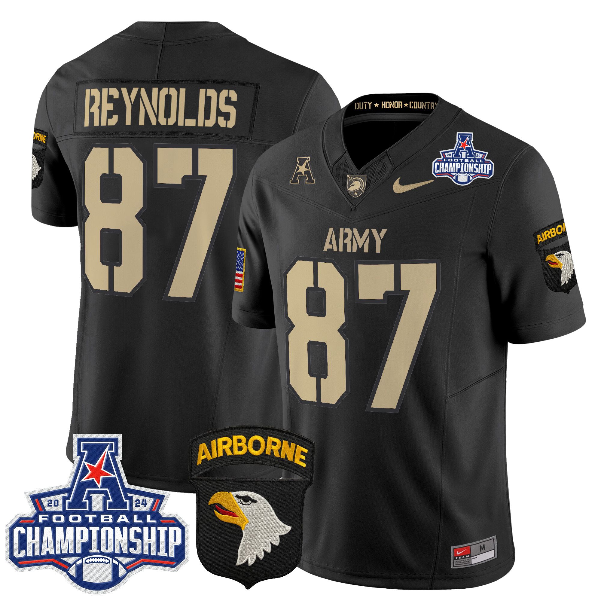 Men's Army Black Knights 2024 AAC Championship Patch Vapor Limited Jersey V3 - All Stitched