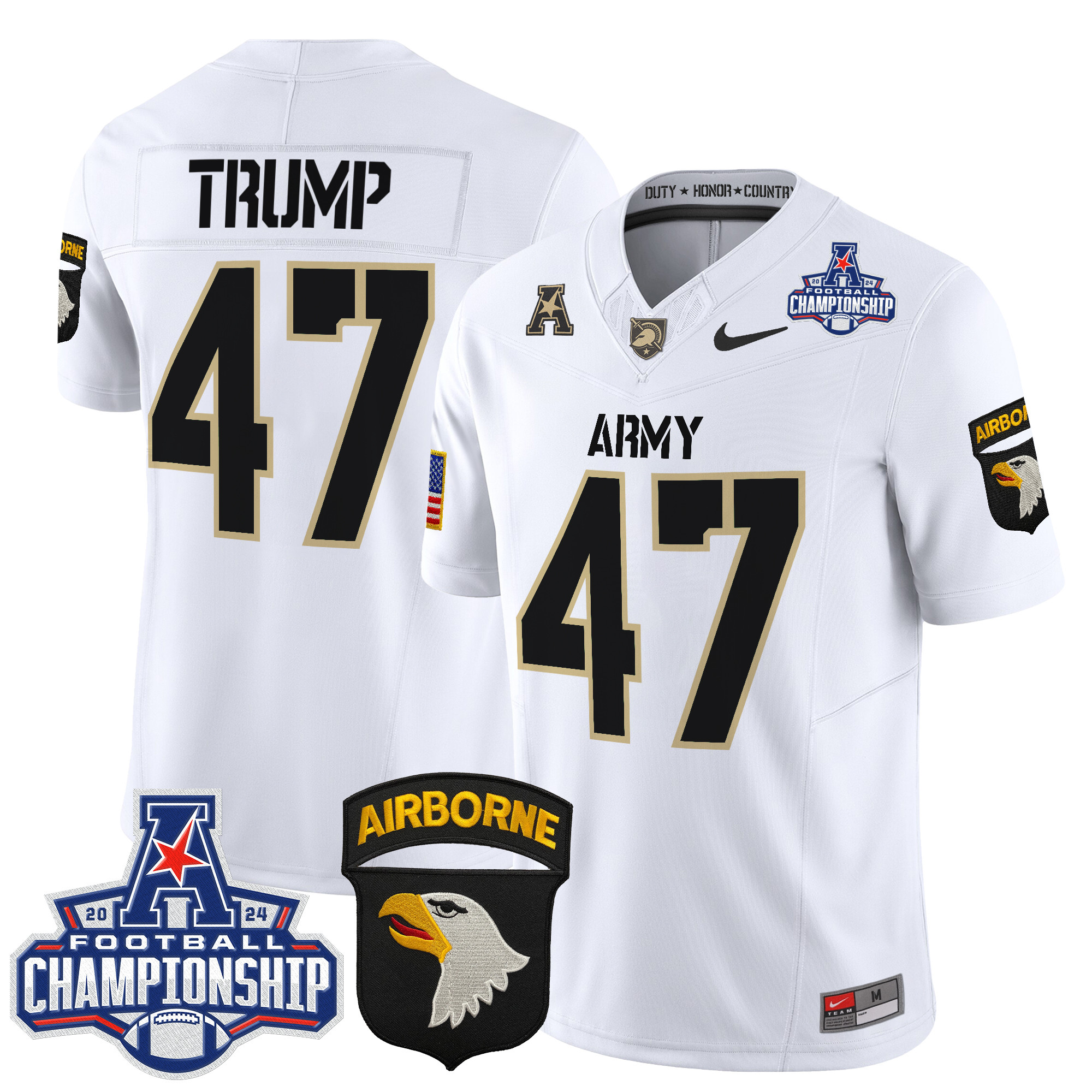 Men's Army Black Knights 2024 AAC Championship Patch Vapor Limited Jersey V3 - All Stitched