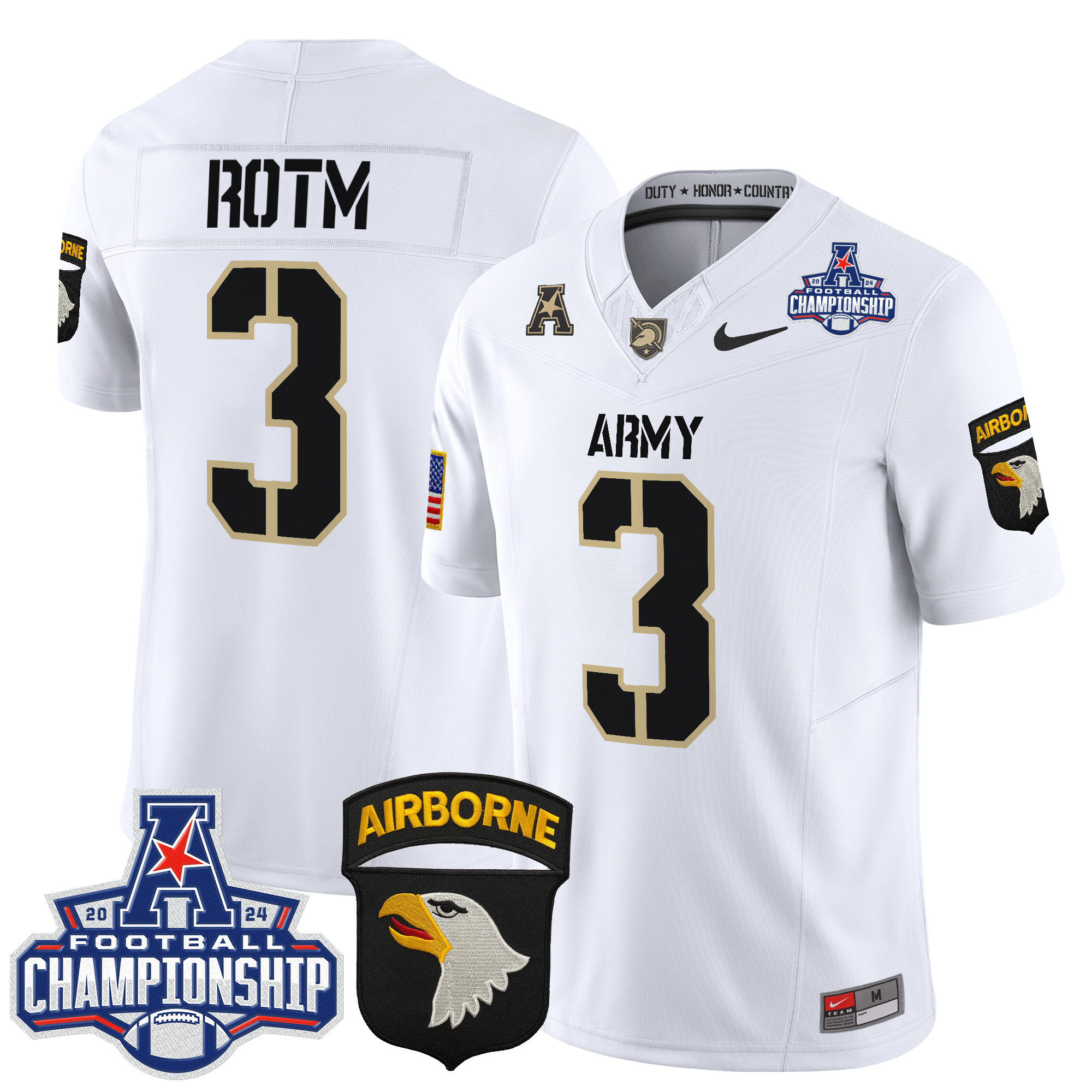 Men's Army Black Knights 2024 AAC Championship Patch Vapor Limited Jersey V3 - All Stitched