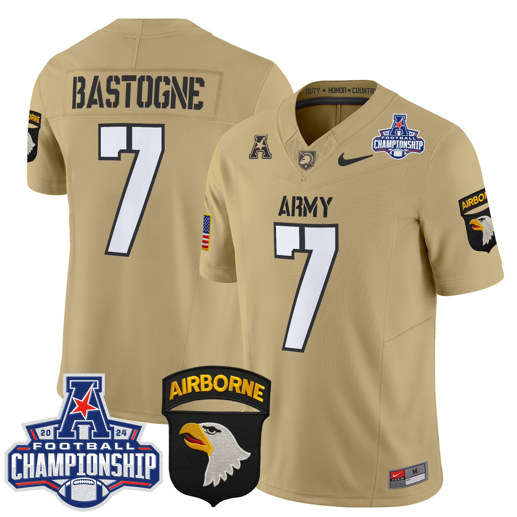 Men's Army Black Knights 2024 AAC Championship Patch Vapor Limited Jersey V3 - All Stitched