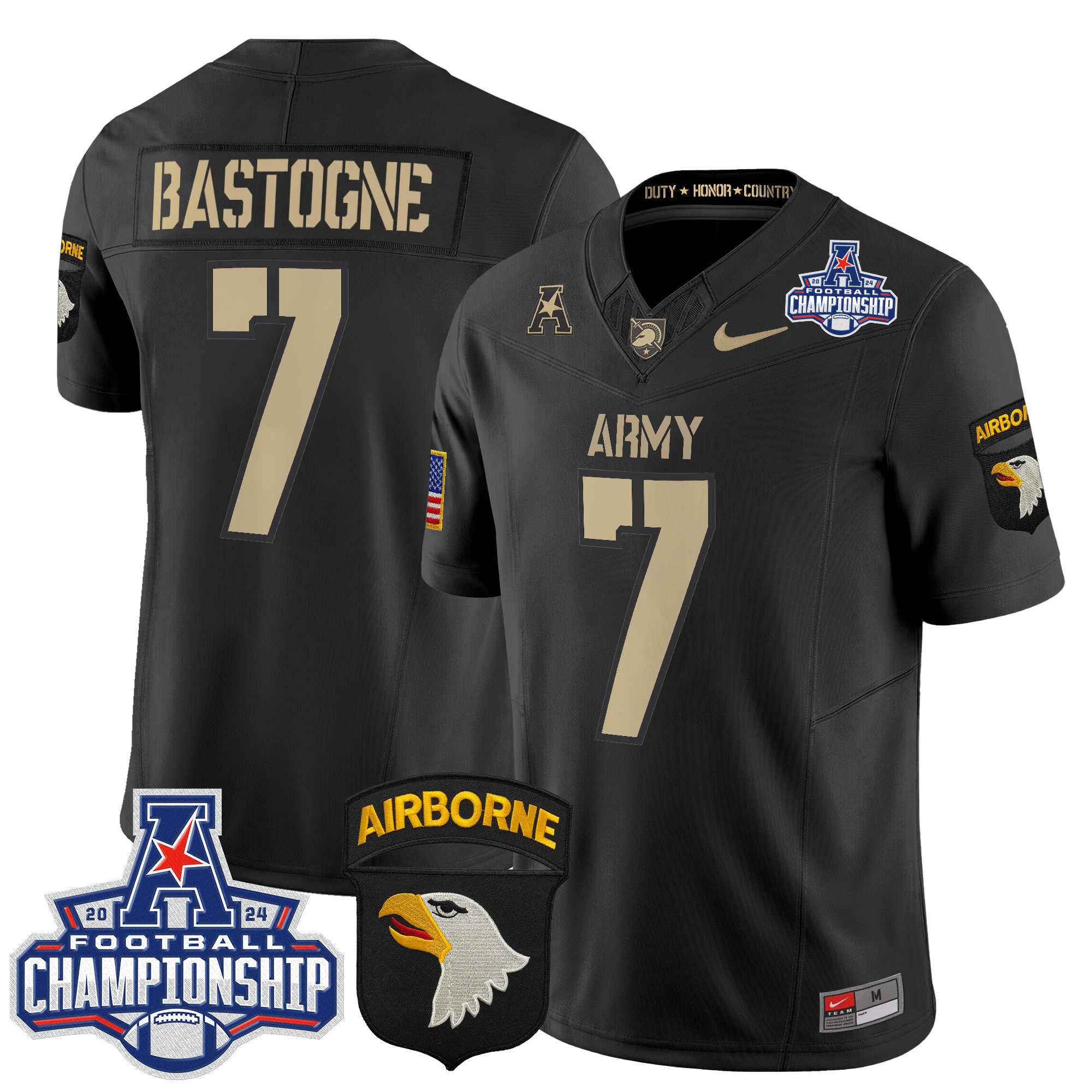 Men's Army Black Knights 2024 AAC Championship Patch Vapor Limited Jersey V3 - All Stitched