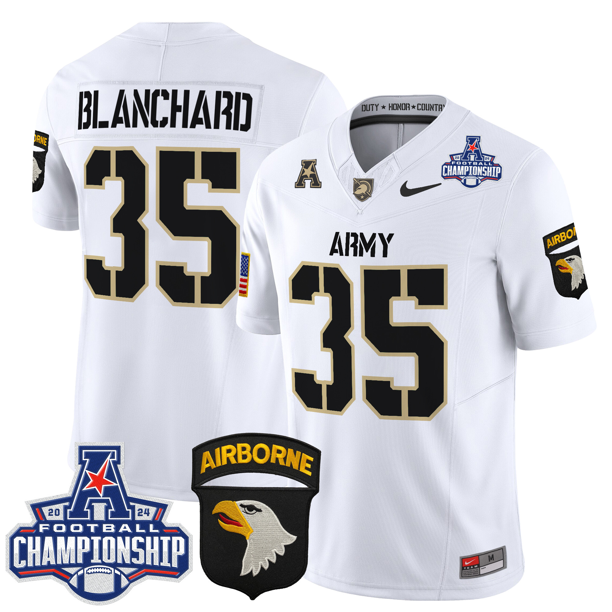 Men's Army Black Knights 2024 AAC Championship Patch Vapor Limited Jersey V3 - All Stitched