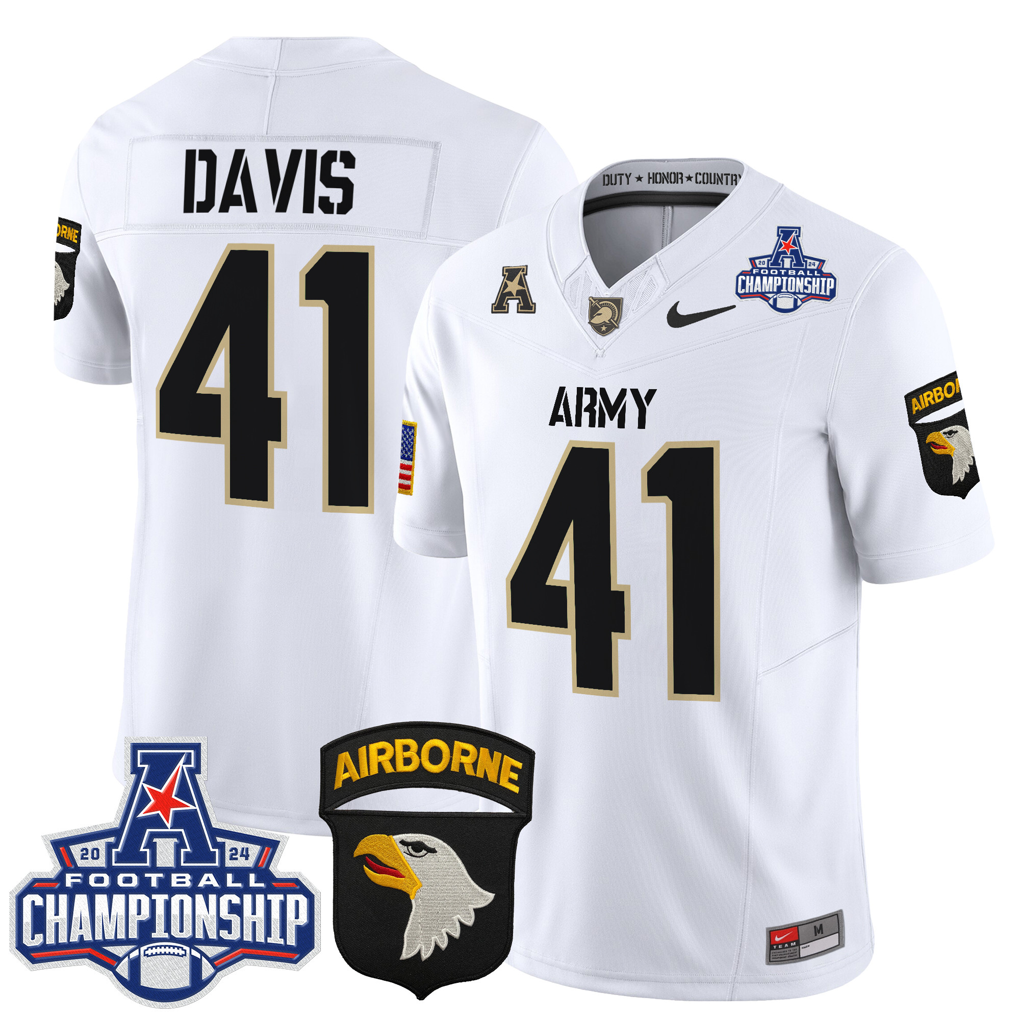 Men's Army Black Knights 2024 AAC Championship Patch Vapor Limited Jersey V3 - All Stitched