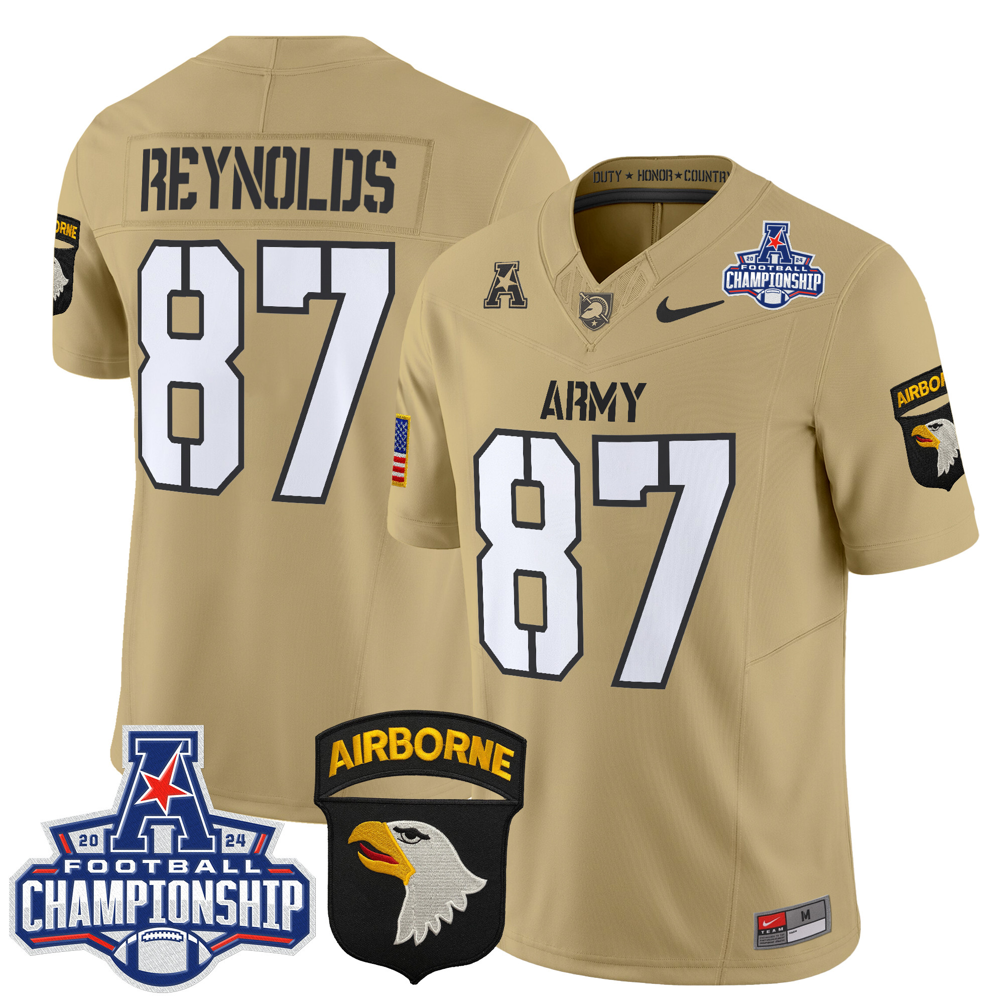 Men's Army Black Knights 2024 AAC Championship Patch Vapor Limited Jersey V3 - All Stitched