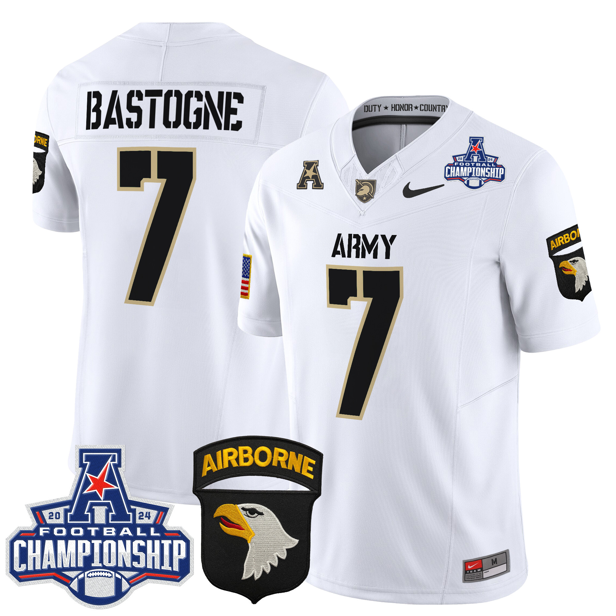 Men's Army Black Knights 2024 AAC Championship Patch Vapor Limited Jersey V3 - All Stitched