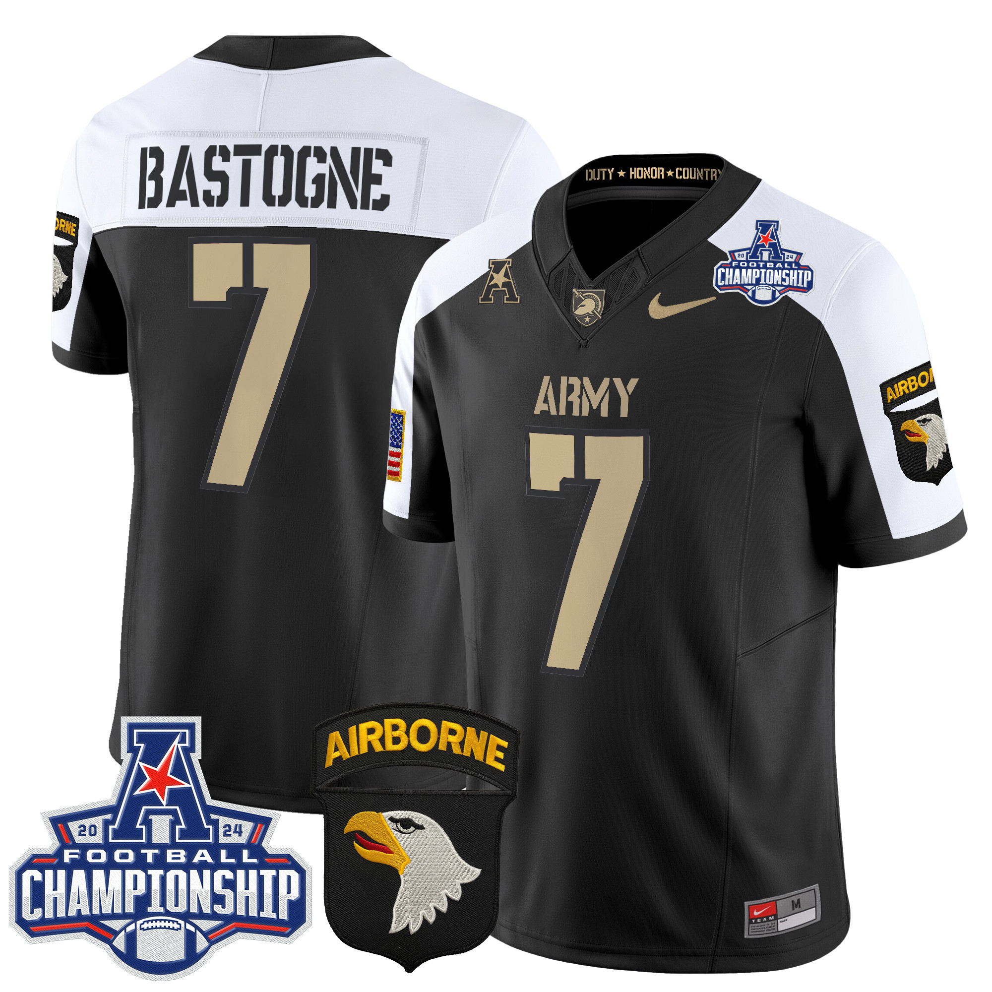 Men's Army Black Knights 2024 AAC Championship Patch Vapor Limited Jersey V3 - All Stitched