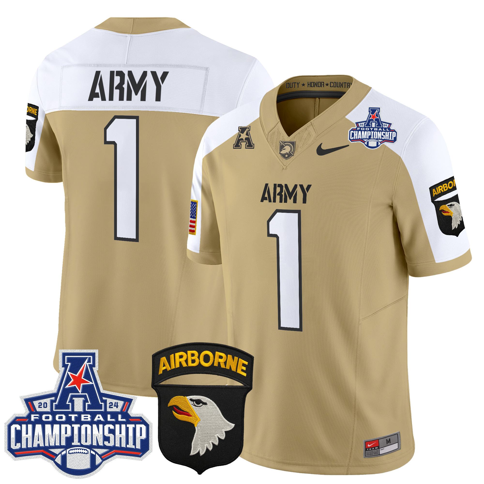 Men's Army Black Knights 2024 AAC Championship Patch Vapor Limited Jersey V3 - All Stitched