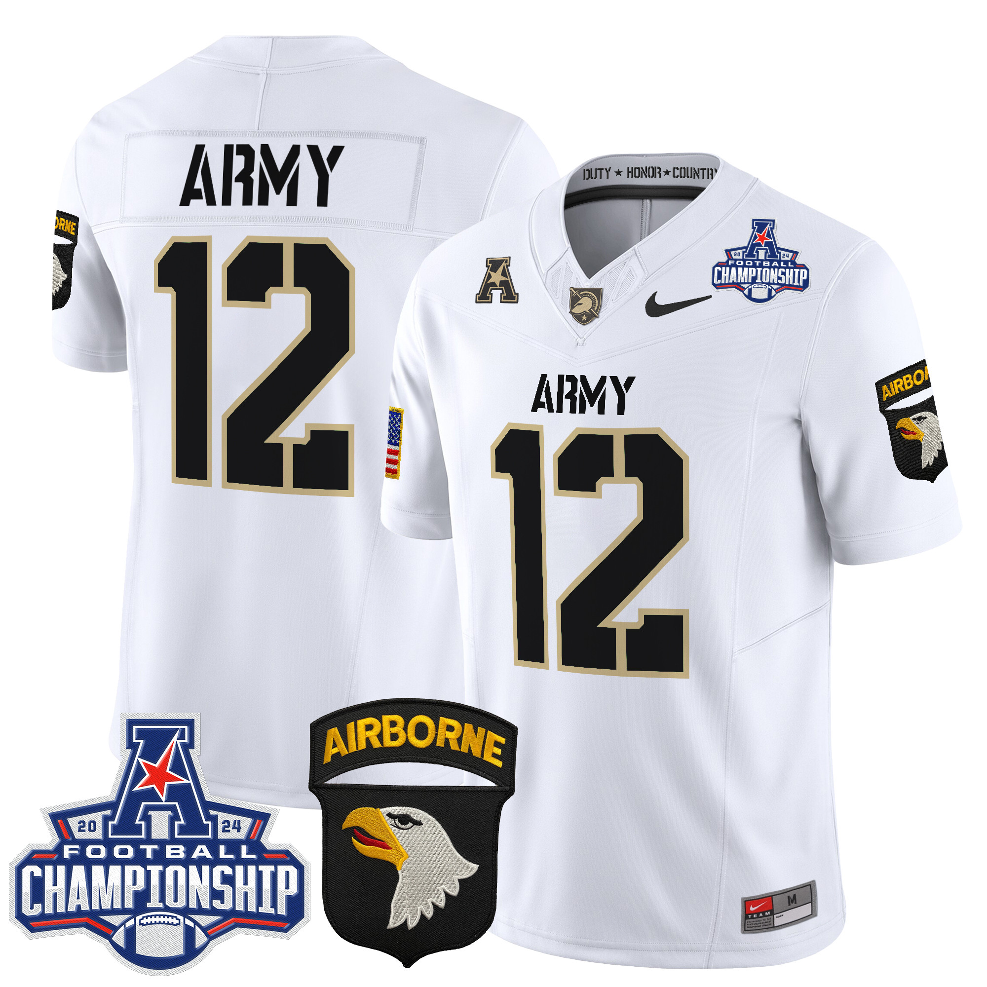 Men's Army Black Knights 2024 AAC Championship Patch Vapor Limited Jersey V3 - All Stitched