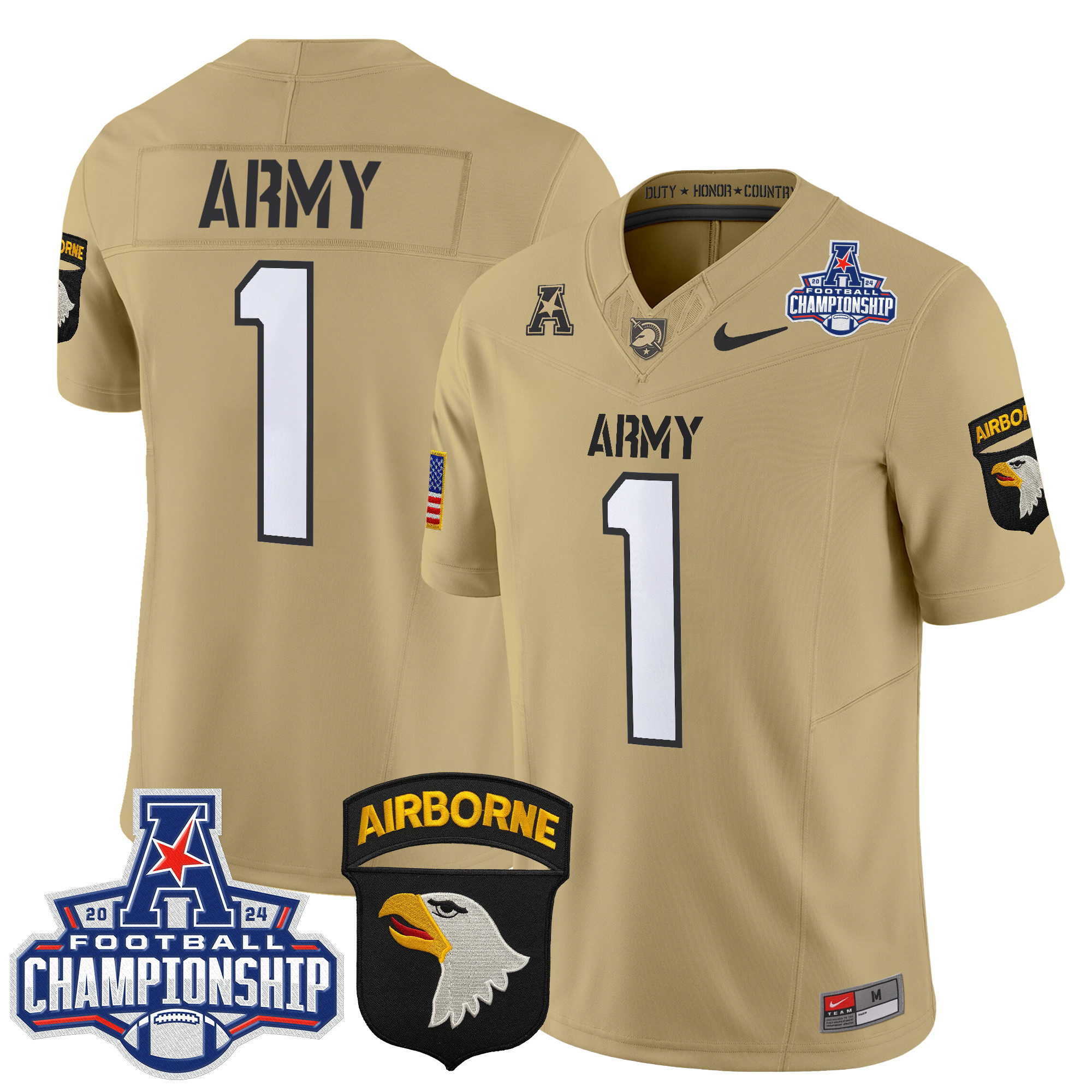 Men's Army Black Knights 2024 AAC Championship Patch Vapor Limited Jersey V3 - All Stitched