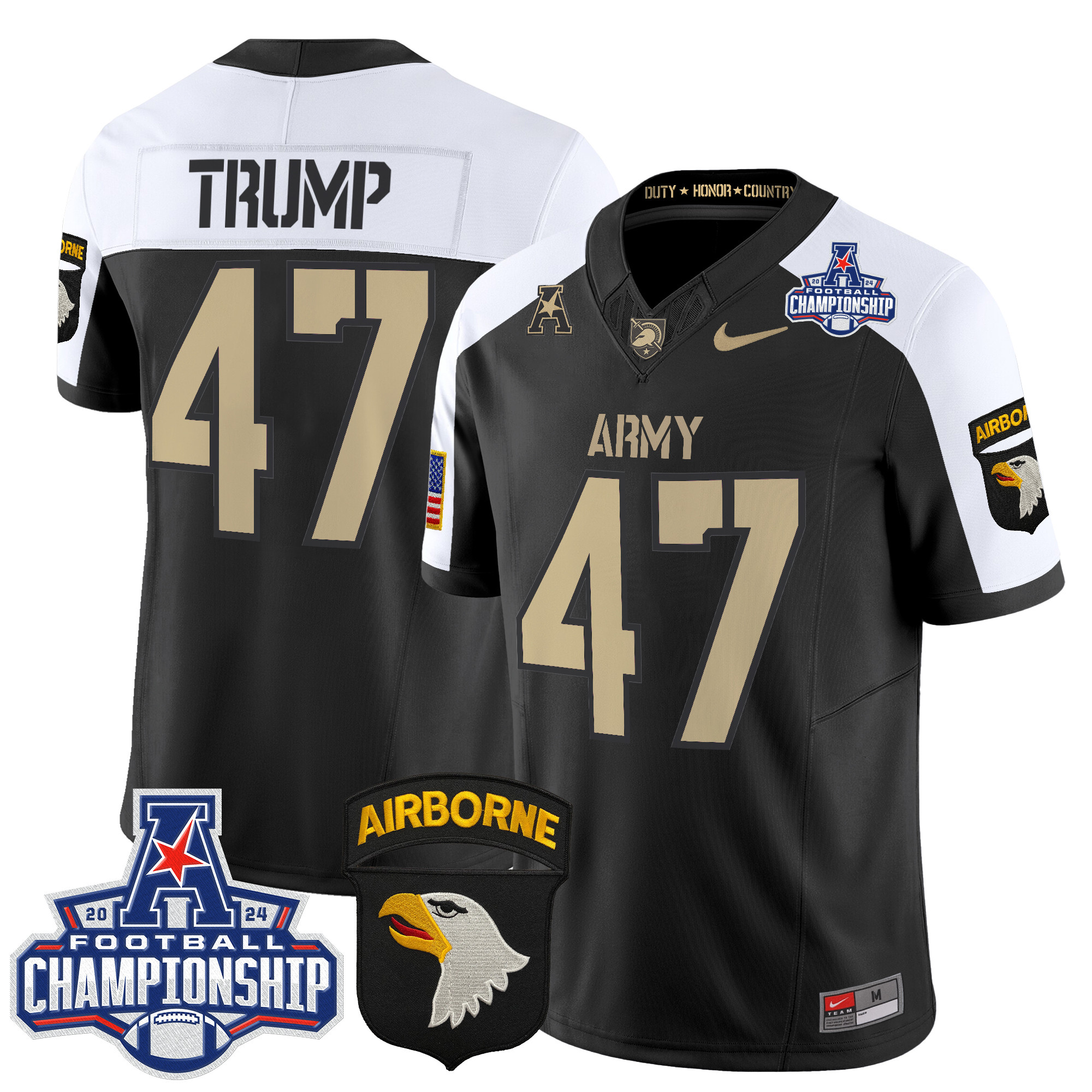 Men's Army Black Knights 2024 AAC Championship Patch Vapor Limited Jersey V3 - All Stitched
