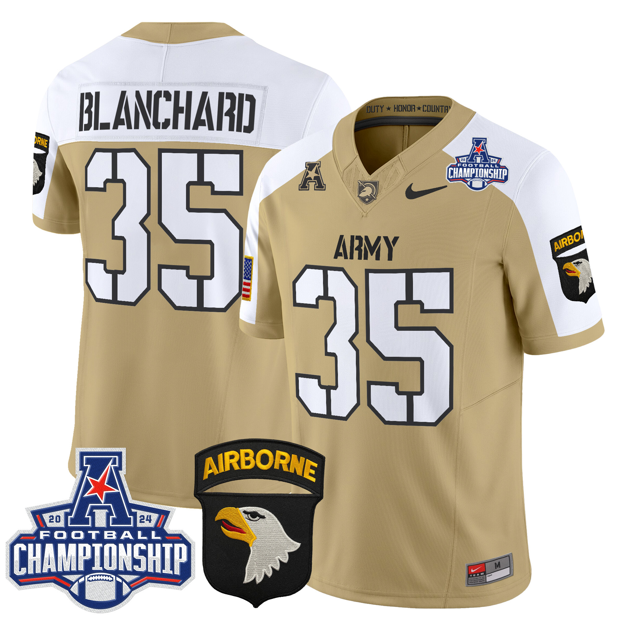 Men's Army Black Knights 2024 AAC Championship Patch Vapor Limited Jersey V3 - All Stitched