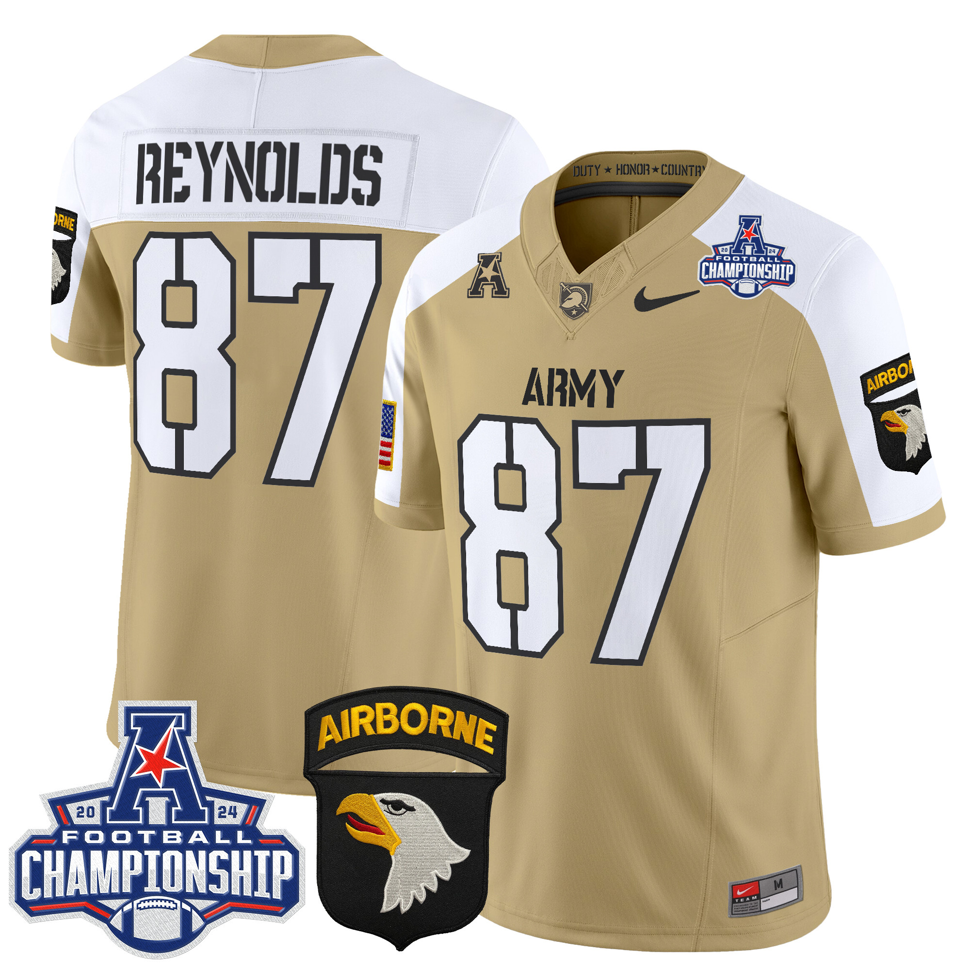 Men's Army Black Knights 2024 AAC Championship Patch Vapor Limited Jersey V3 - All Stitched