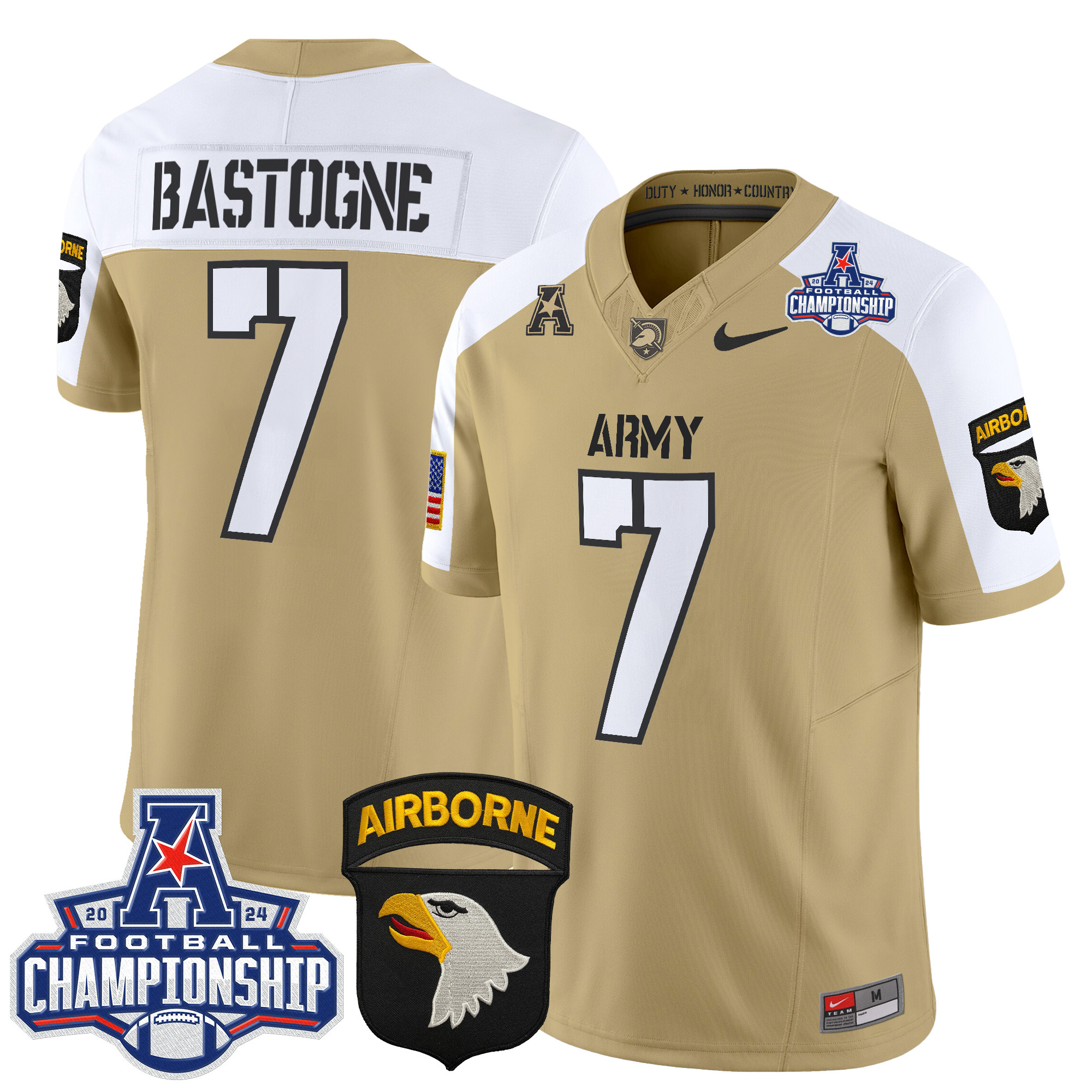 Men's Army Black Knights 2024 AAC Championship Patch Vapor Limited Jersey V3 - All Stitched