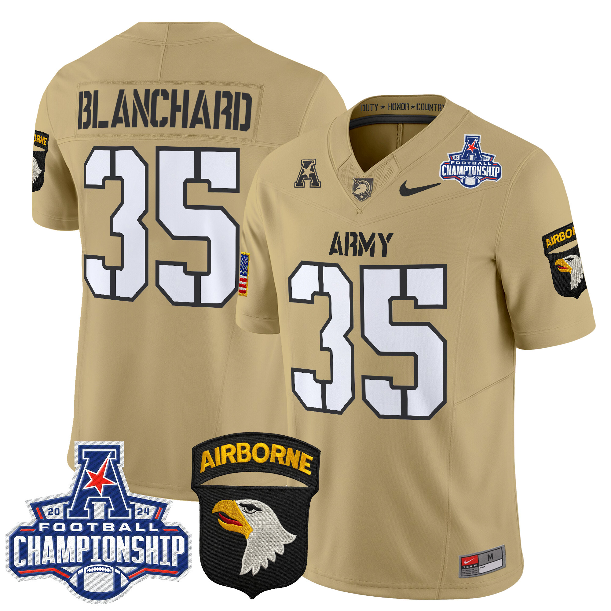 Men's Army Black Knights 2024 AAC Championship Patch Vapor Limited Jersey V3 - All Stitched