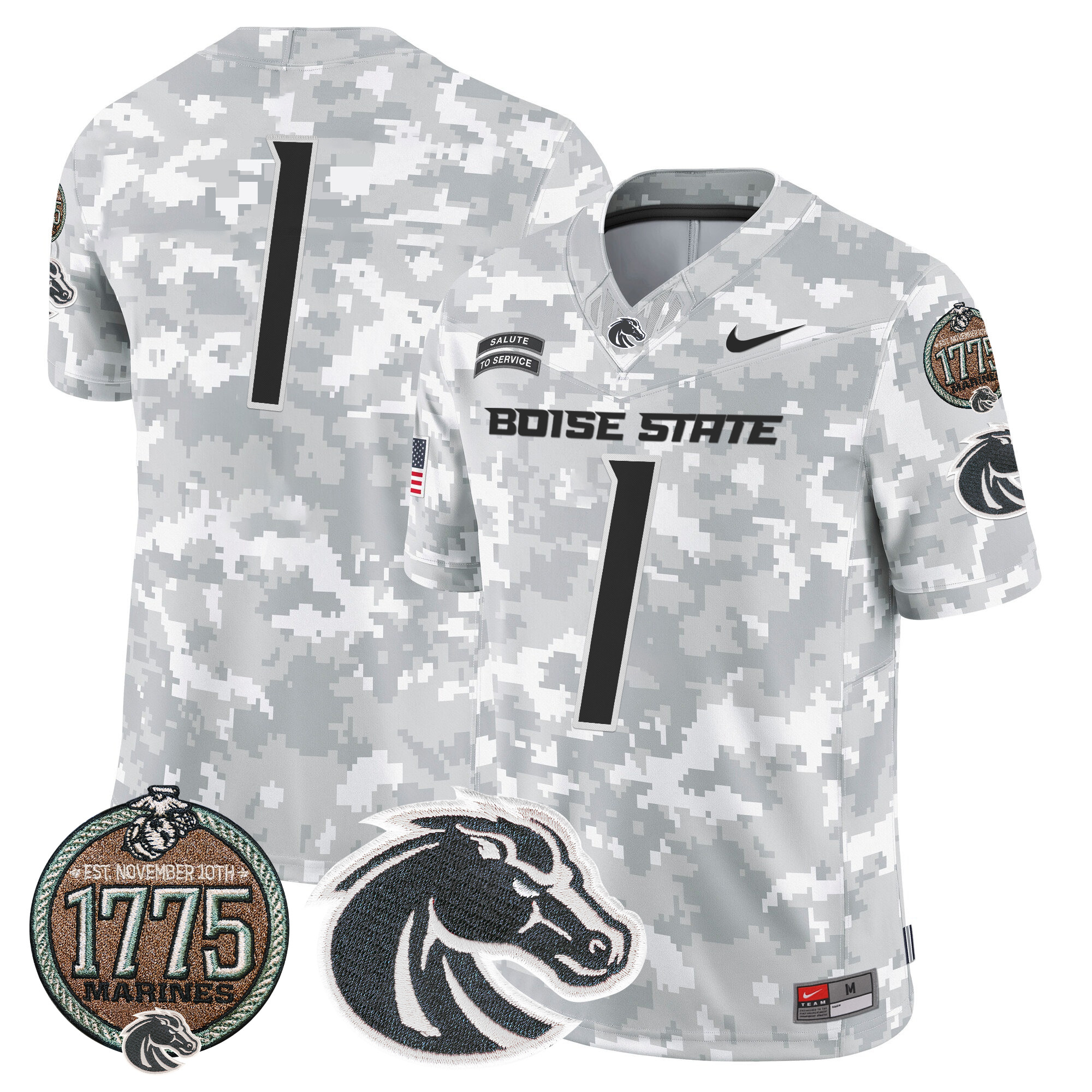 Men's Boise State Broncos 2024 Salute to Service Establishment Year Patch Vapor Limited Jersey - All Stitched