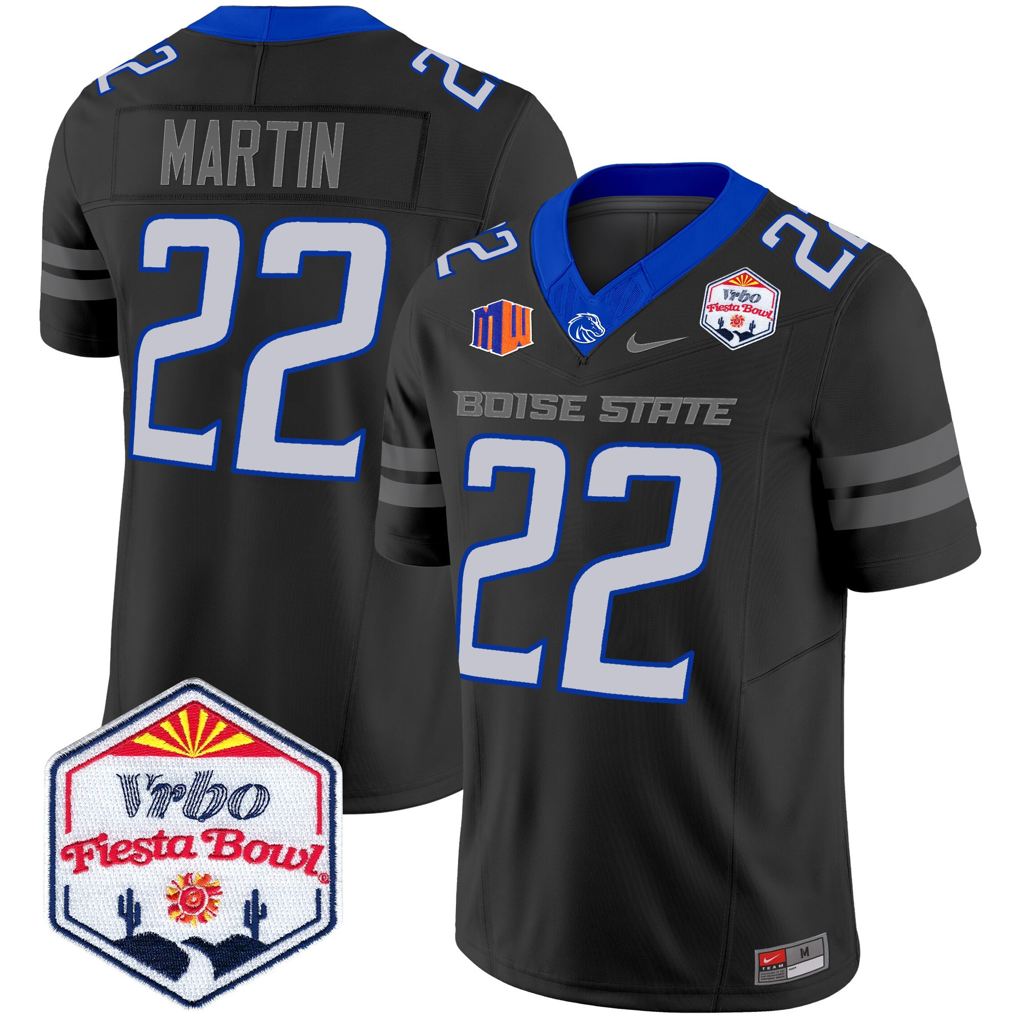 Men's Boise State Broncos 2024 The Fiesta Bowl Patch Vapor Limited Jersey - All Stitched