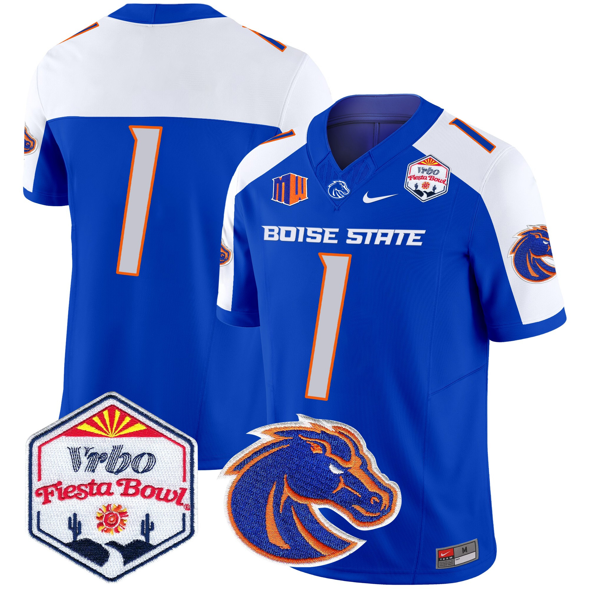 Men's Boise State Broncos 2024 The Fiesta Bowl Patch Vapor Limited Jersey - All Stitched
