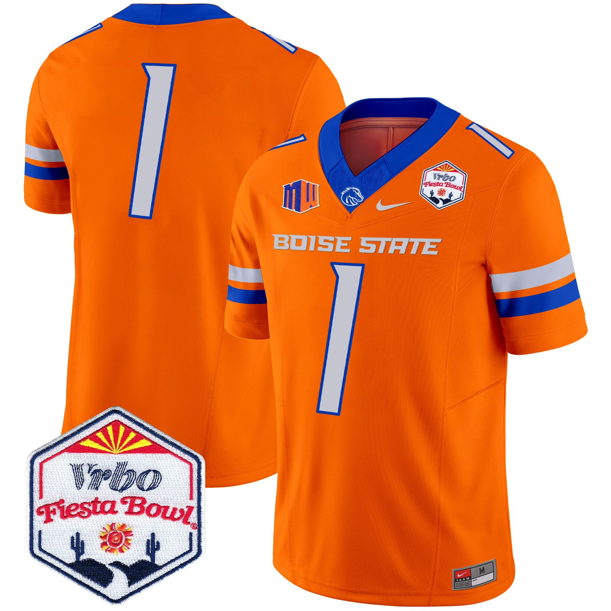 Men's Boise State Broncos 2024 The Fiesta Bowl Patch Vapor Limited Jersey - All Stitched