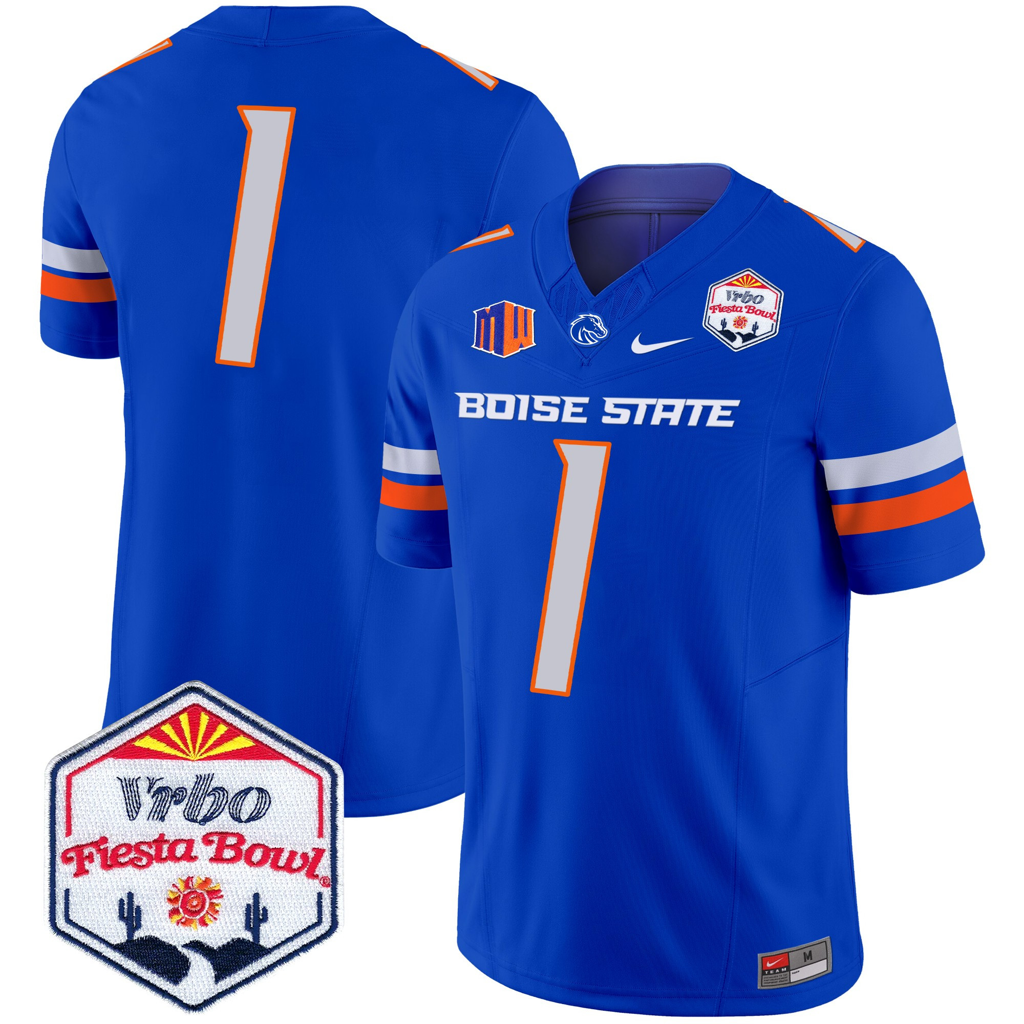 Men's Boise State Broncos 2024 The Fiesta Bowl Patch Vapor Limited Jersey - All Stitched