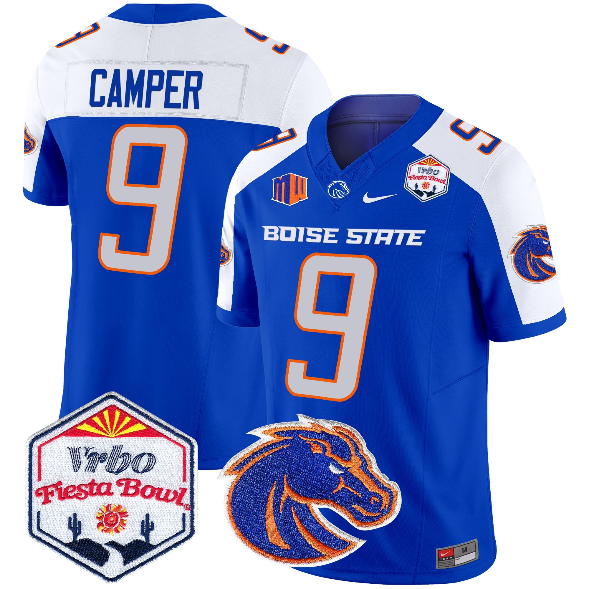 Men's Boise State Broncos 2024 The Fiesta Bowl Patch Vapor Limited Jersey - All Stitched