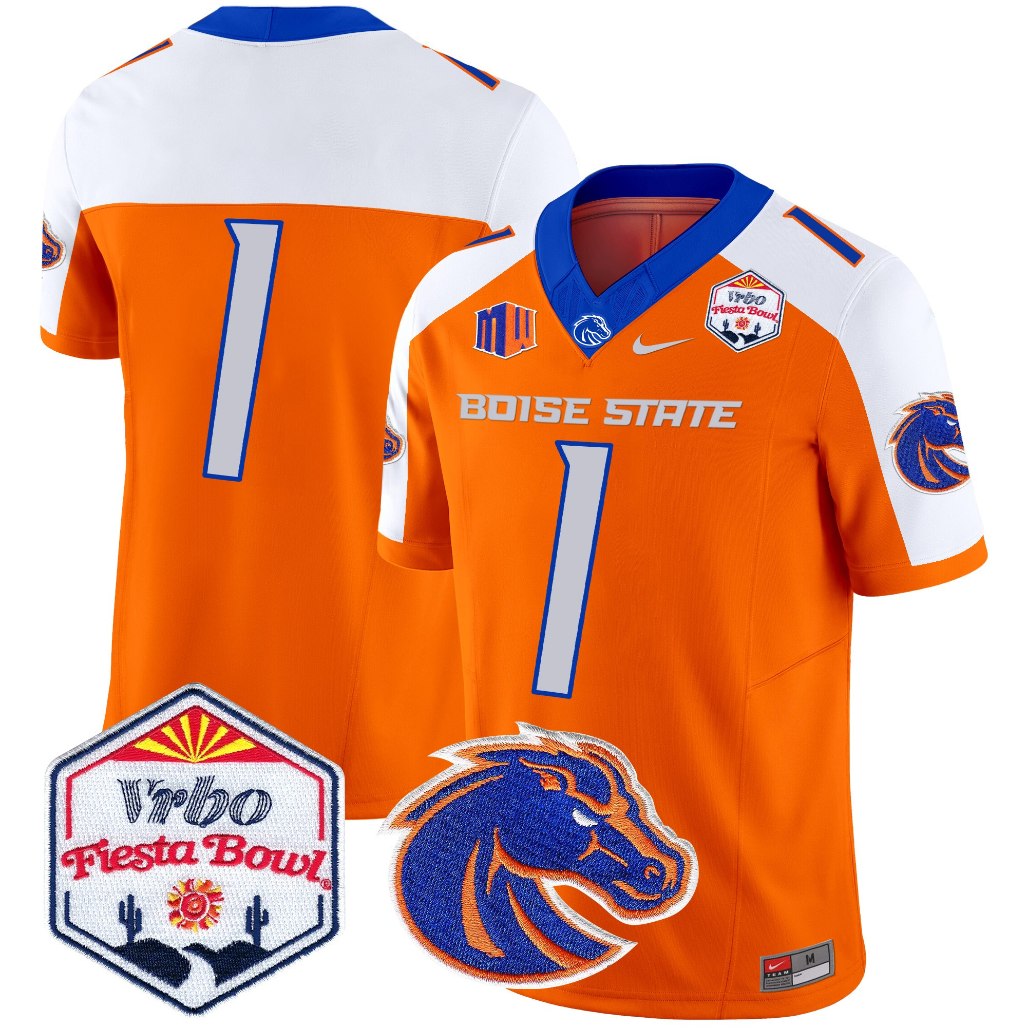 Men's Boise State Broncos 2024 The Fiesta Bowl Patch Vapor Limited Jersey - All Stitched
