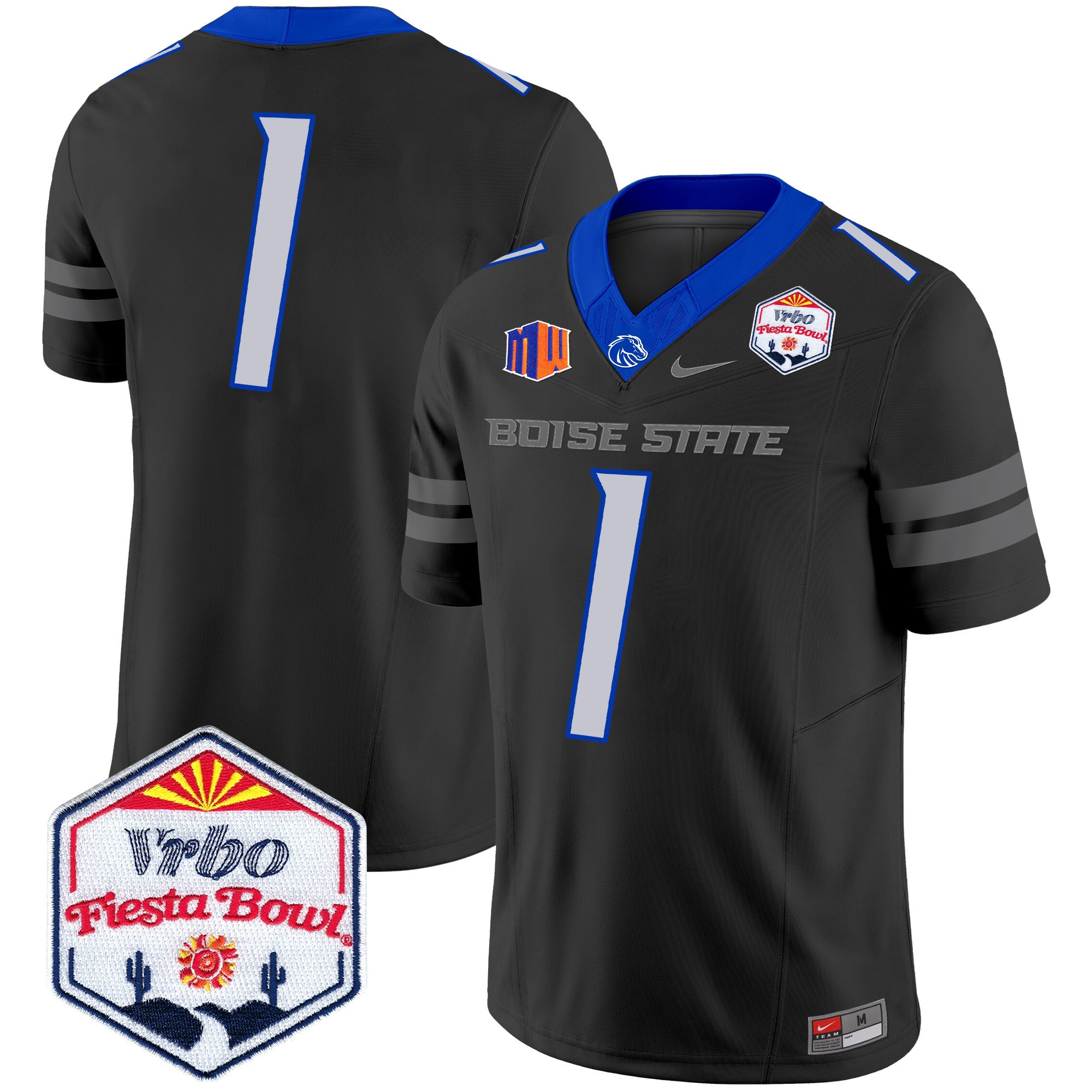 Men's Boise State Broncos 2024 The Fiesta Bowl Patch Vapor Limited Jersey - All Stitched