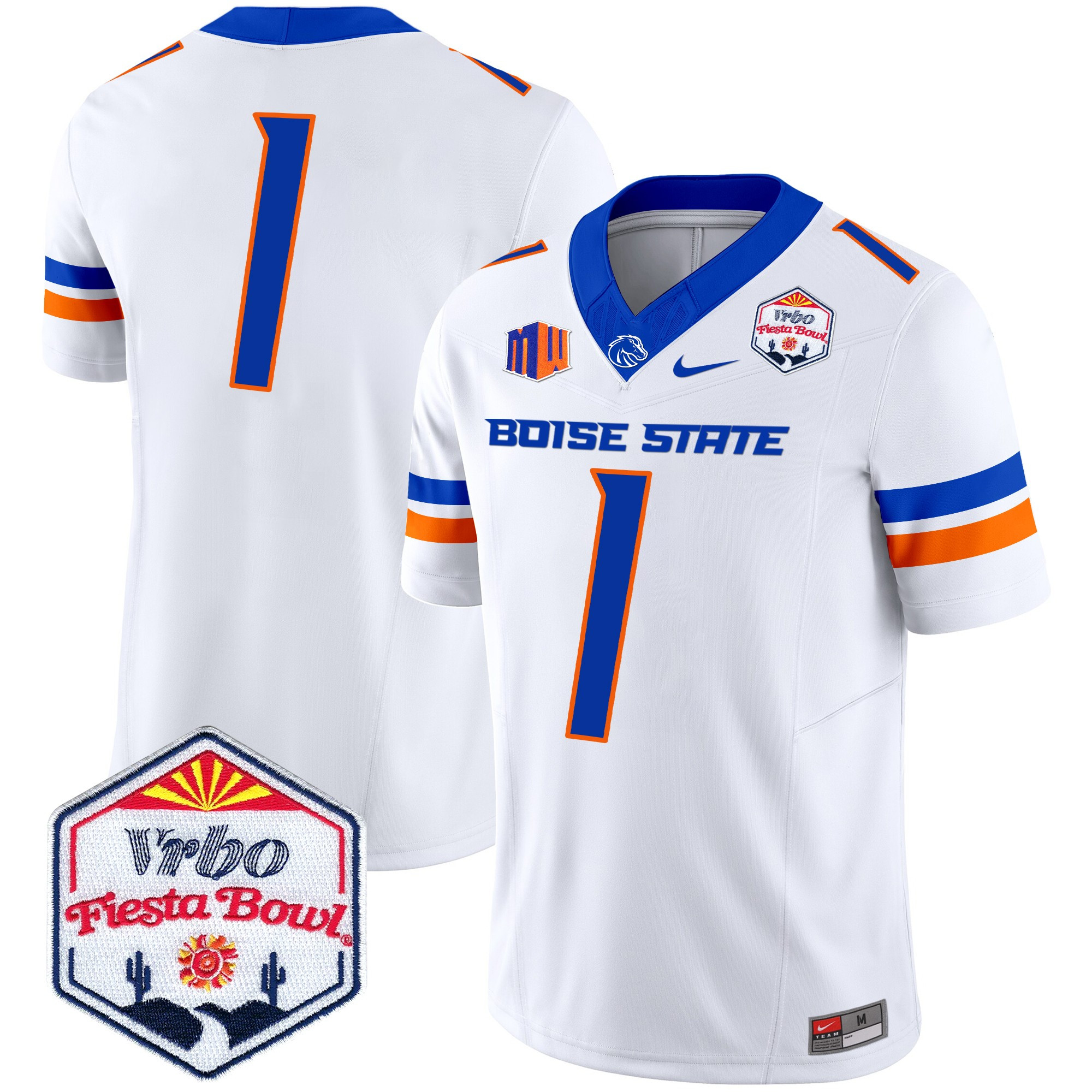 Men's Boise State Broncos 2024 The Fiesta Bowl Patch Vapor Limited Jersey - All Stitched