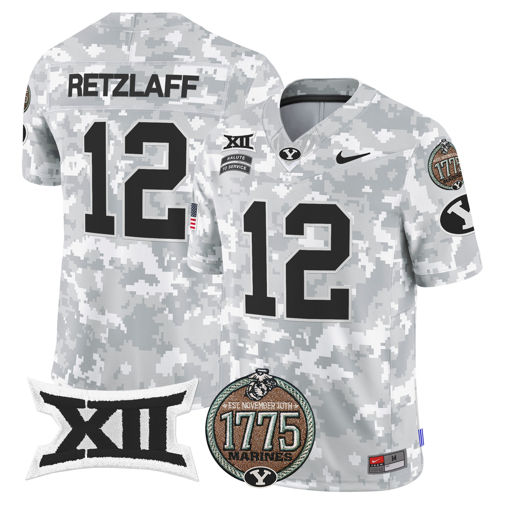 Men's BYU Cougars 2024 Salute to Service Establishment Year Patch Vapor Limited Jersey - All Stitched