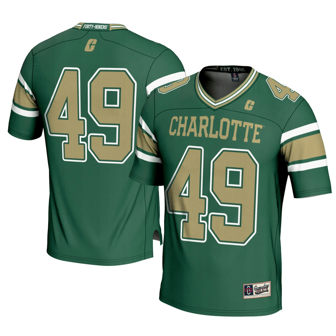 Men's GameDay Greats #49 Green Charlotte 49ers Football Jersey - All Stitched