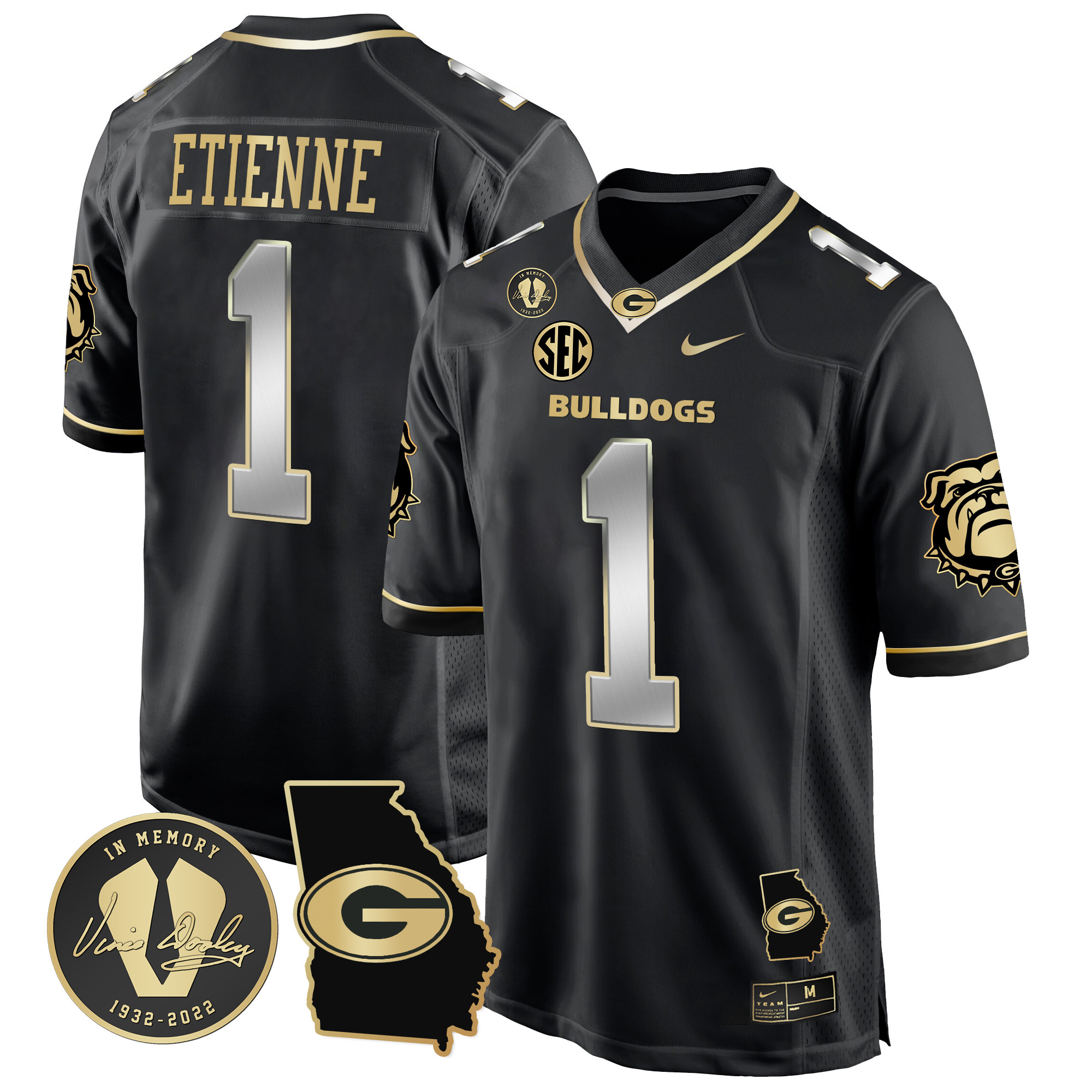Men's Georgia Bulldogs 2024 Georgia Map Patch Game Jersey - All Stitched
