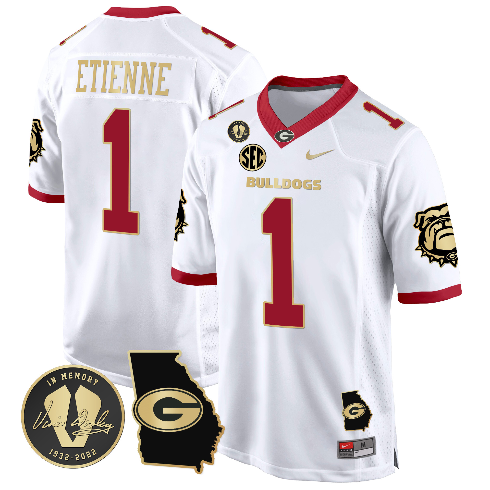 Men's Georgia Bulldogs 2024 Georgia Map Patch Game Jersey - All Stitched