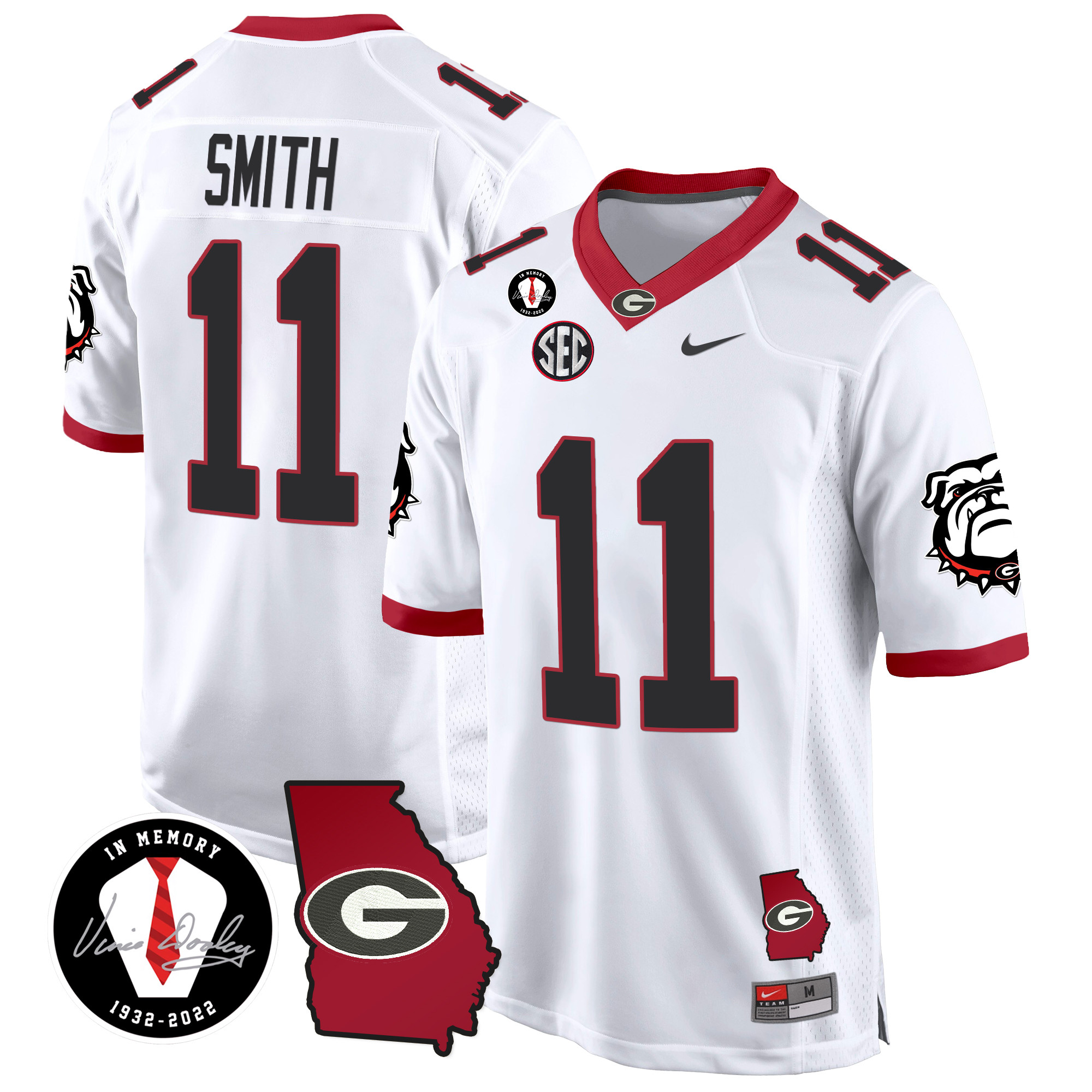Men's Georgia Bulldogs 2024 Georgia Map Patch Game Jersey - All Stitched