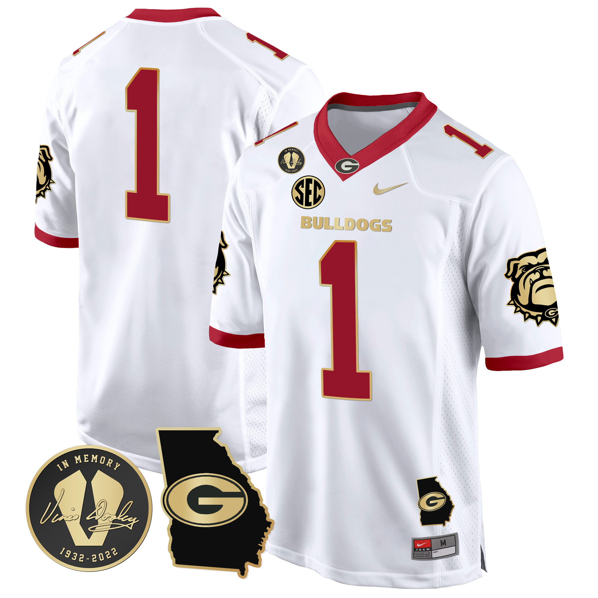 Men's Georgia Bulldogs 2024 Georgia Map Patch Game Jersey - All Stitched