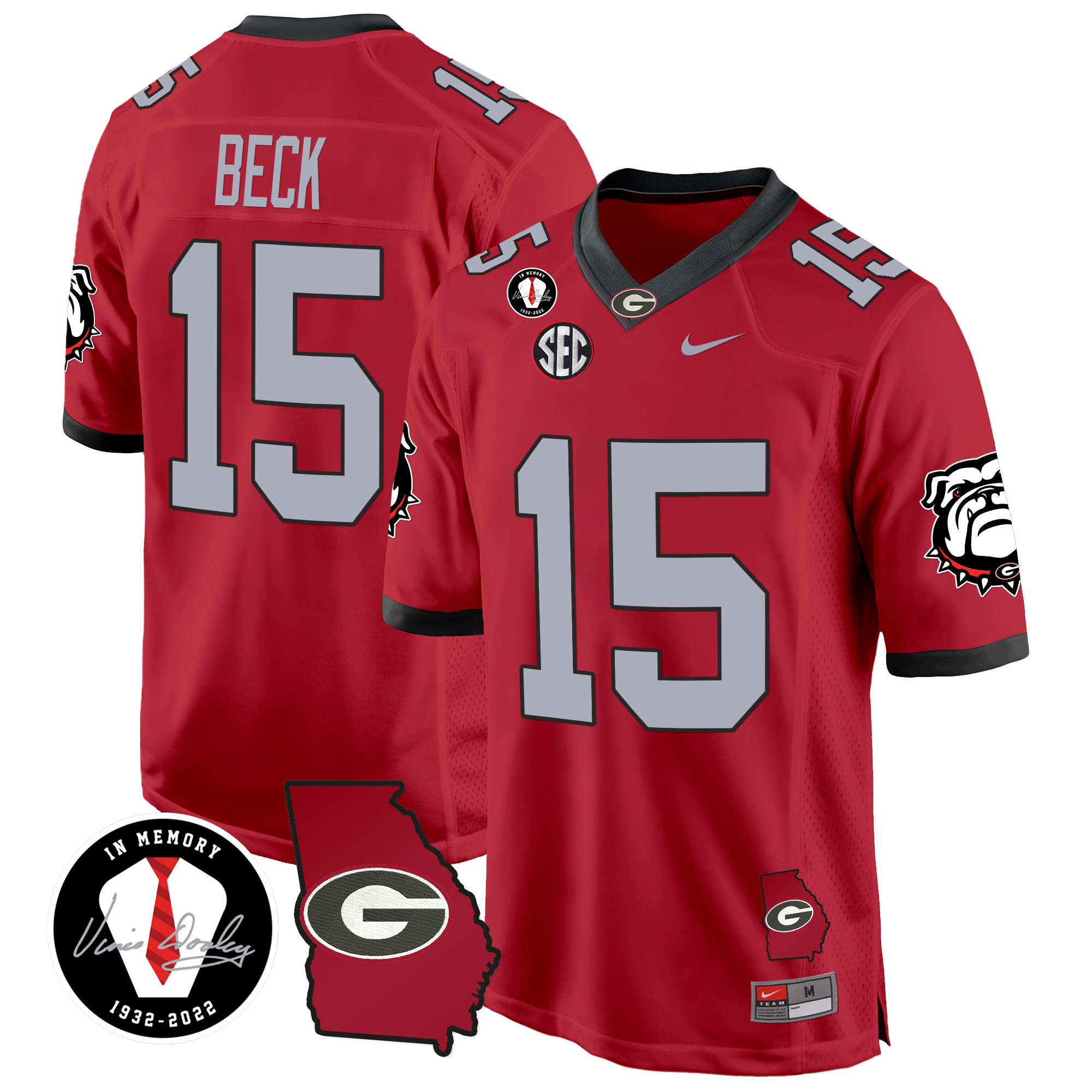 Men's Georgia Bulldogs 2024 Georgia Map Patch Game Jersey - All Stitched