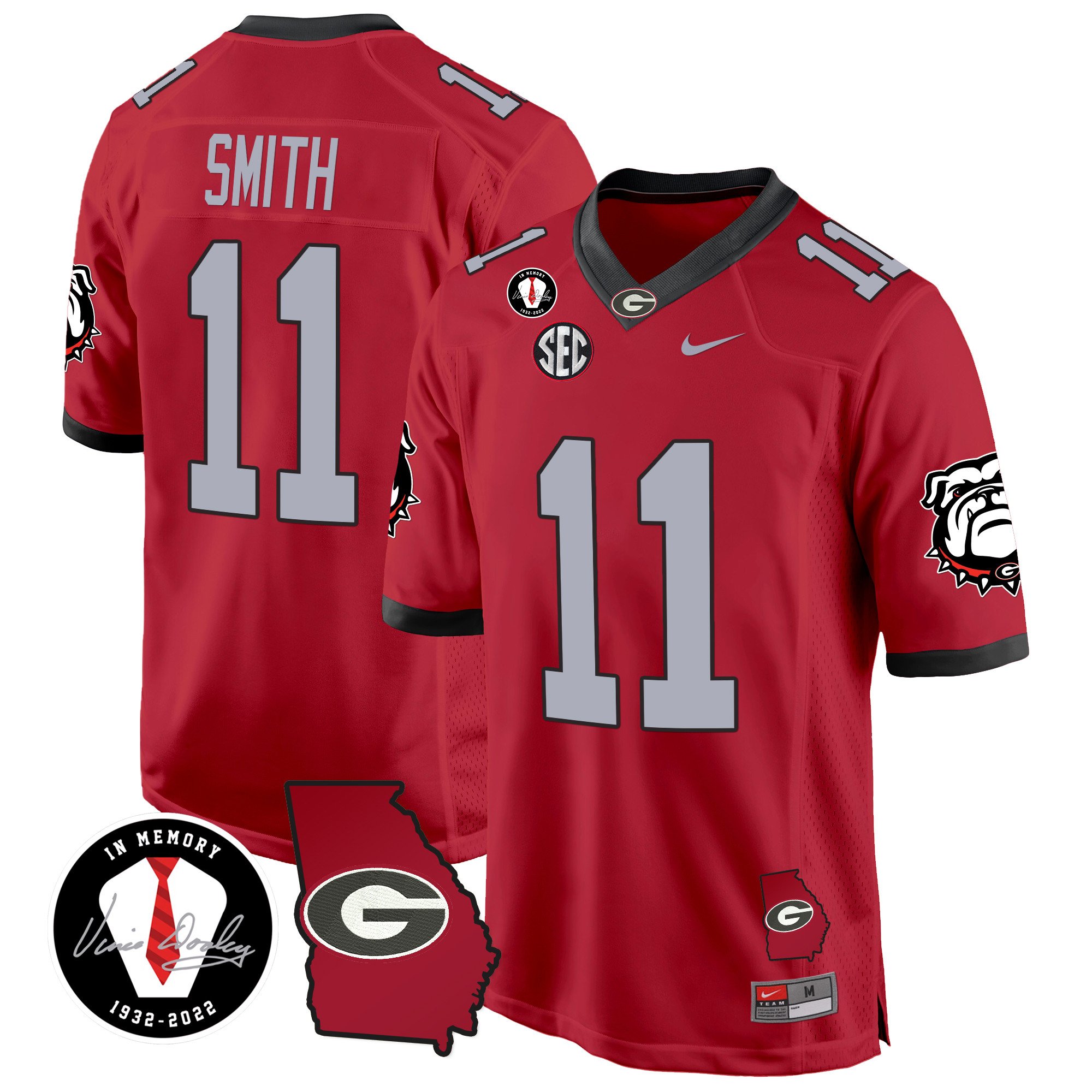 Men's Georgia Bulldogs 2024 Georgia Map Patch Game Jersey - All Stitched