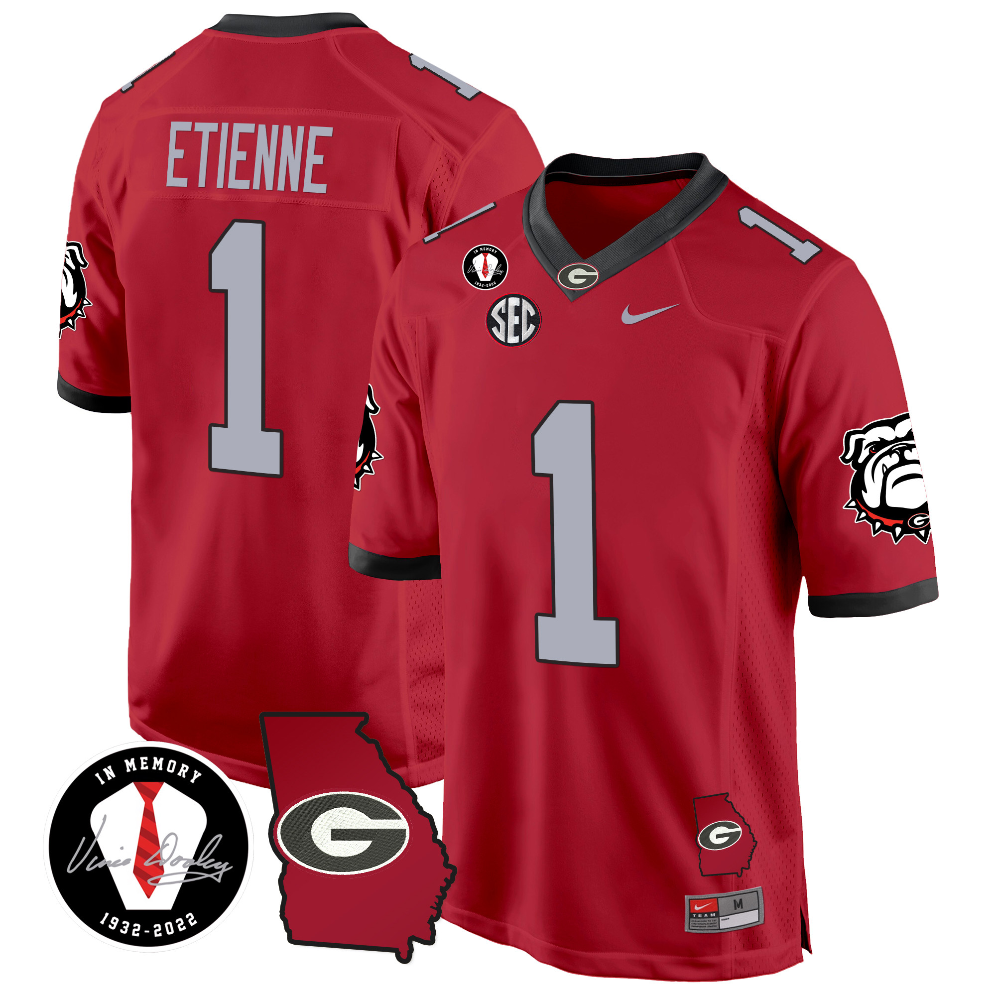 Men's Georgia Bulldogs 2024 Georgia Map Patch Game Jersey - All Stitched