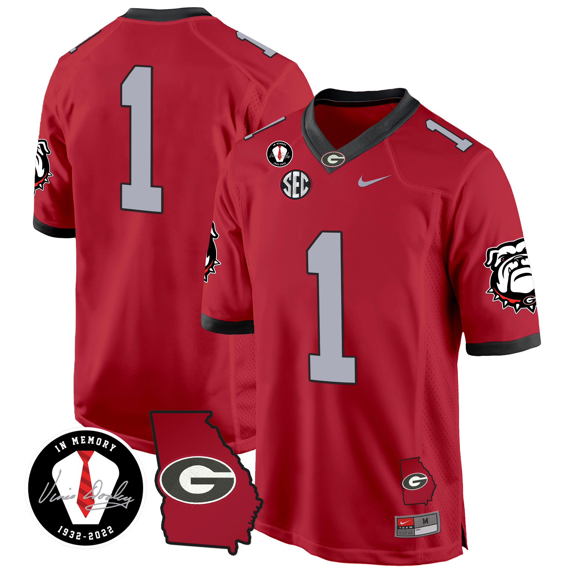 Men's Georgia Bulldogs 2024 Georgia Map Patch Game Jersey - All Stitched