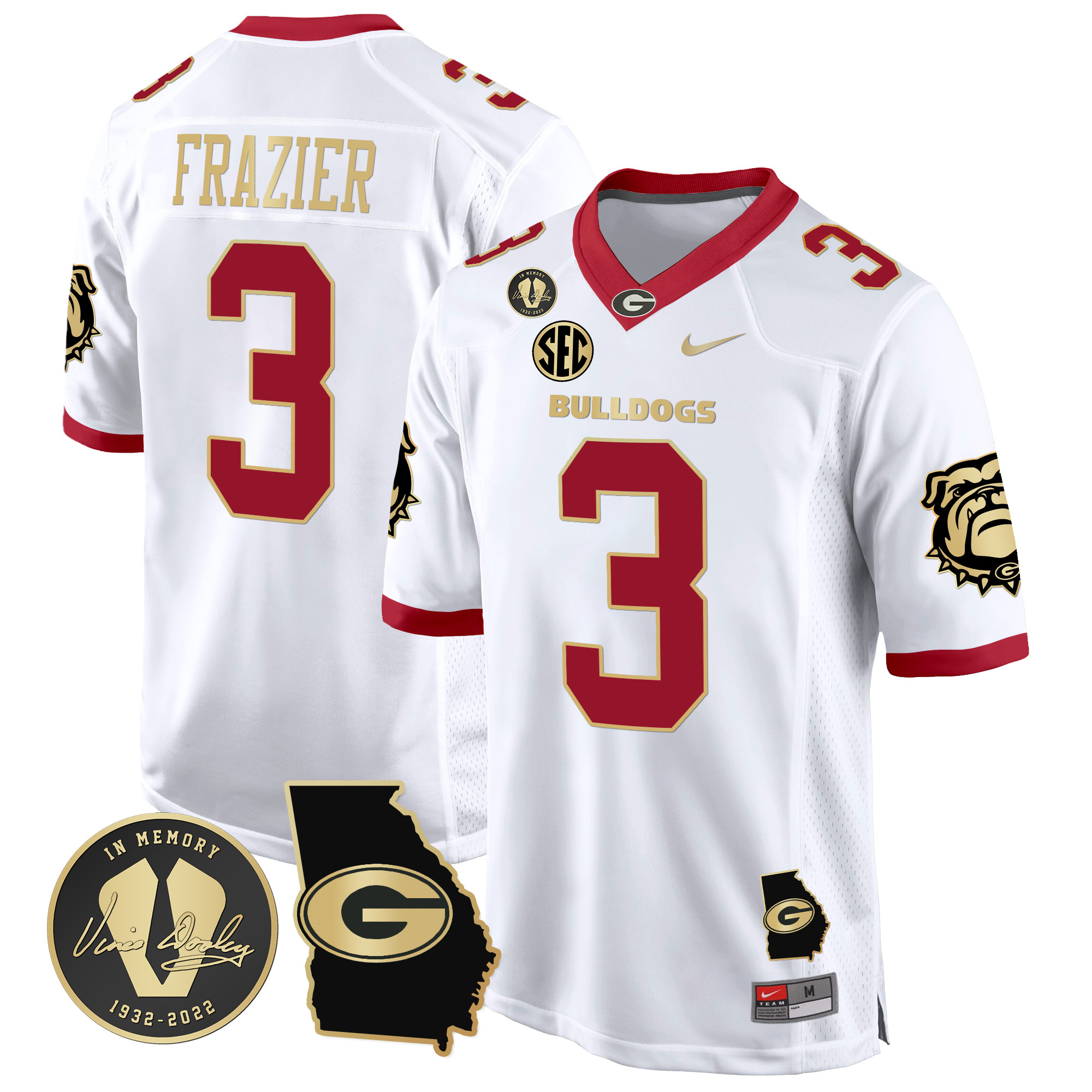 Men's Georgia Bulldogs 2024 Georgia Map Patch Game Jersey - All Stitched